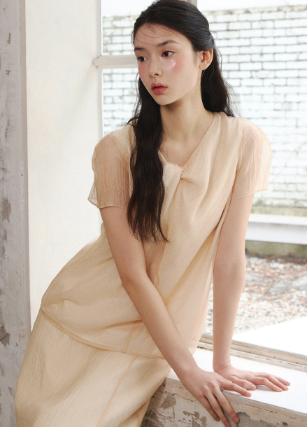 [5/16 순차배송][Exclusive]오간자 반소매 블라우스