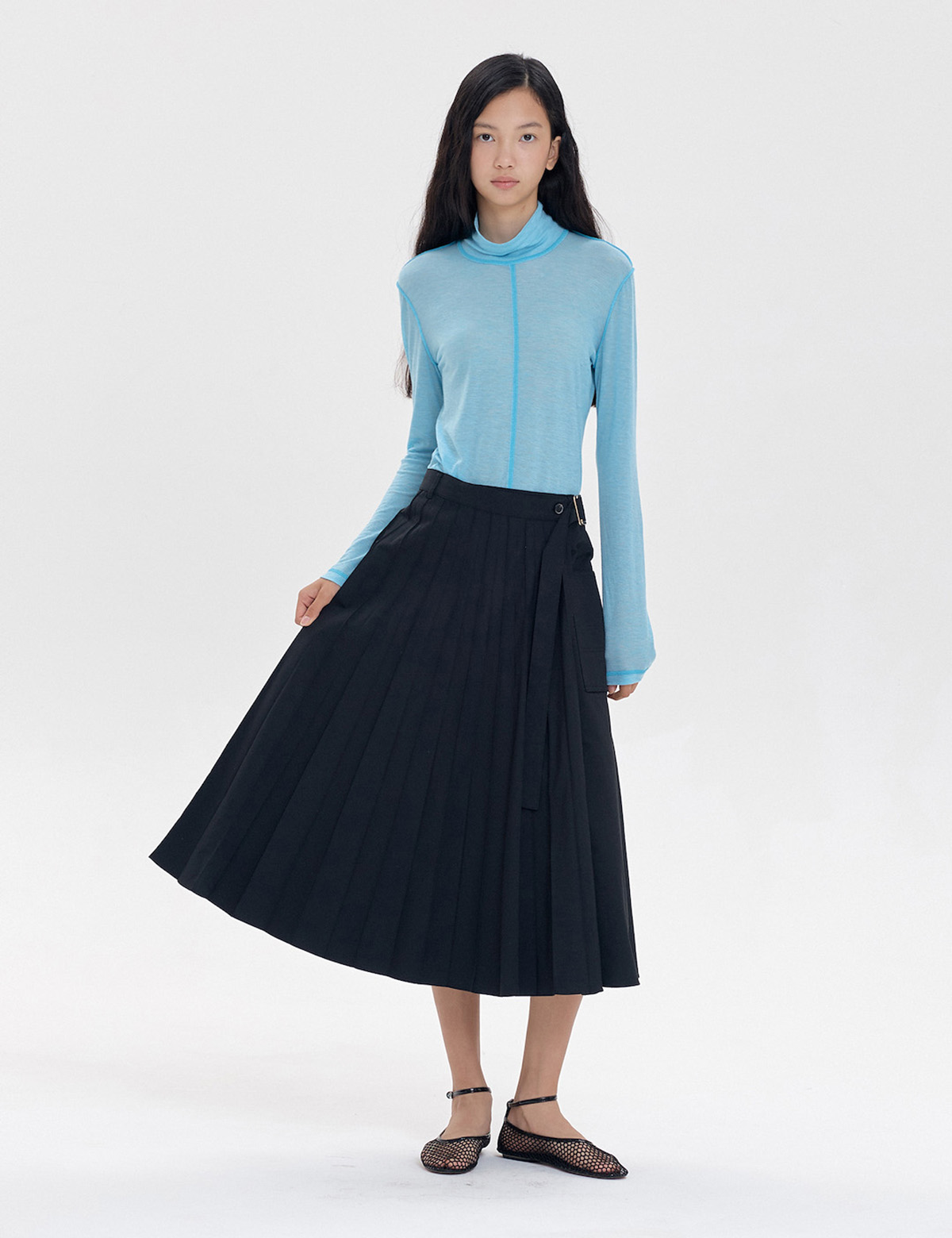 COTTON PLEATS LAP SKIRT