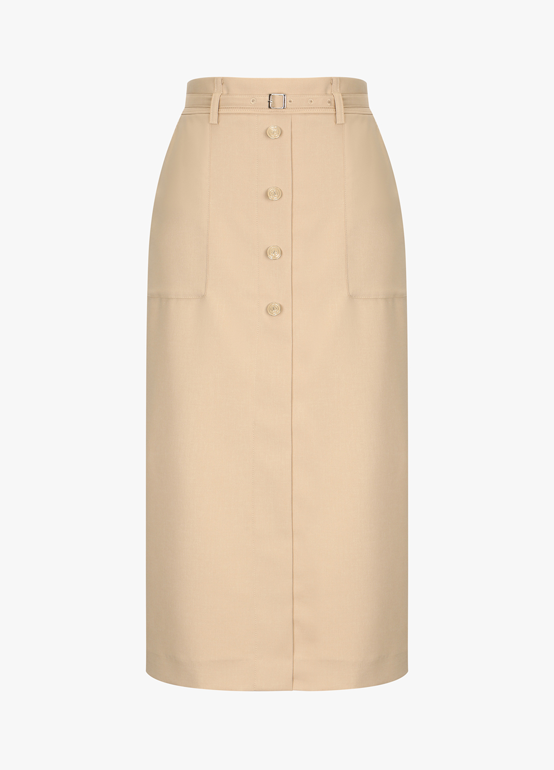 아웃포켓 벨티드 H라인 스커트_BEIGE_1