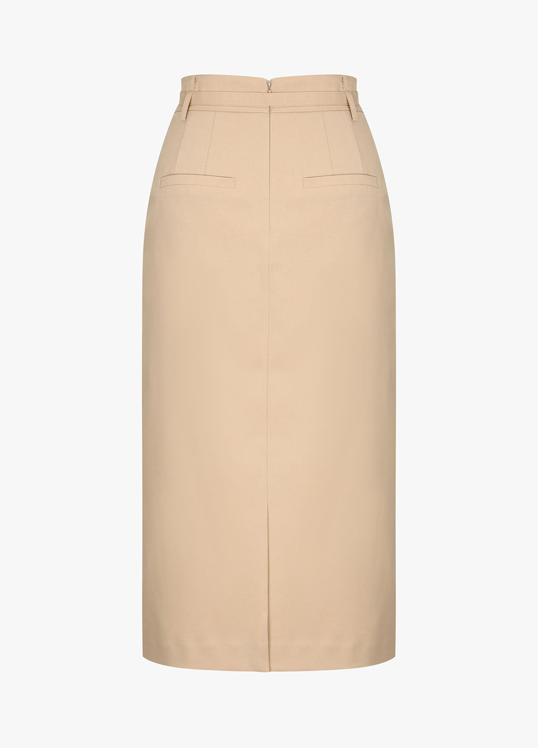 아웃포켓 벨티드 H라인 스커트_BEIGE_2