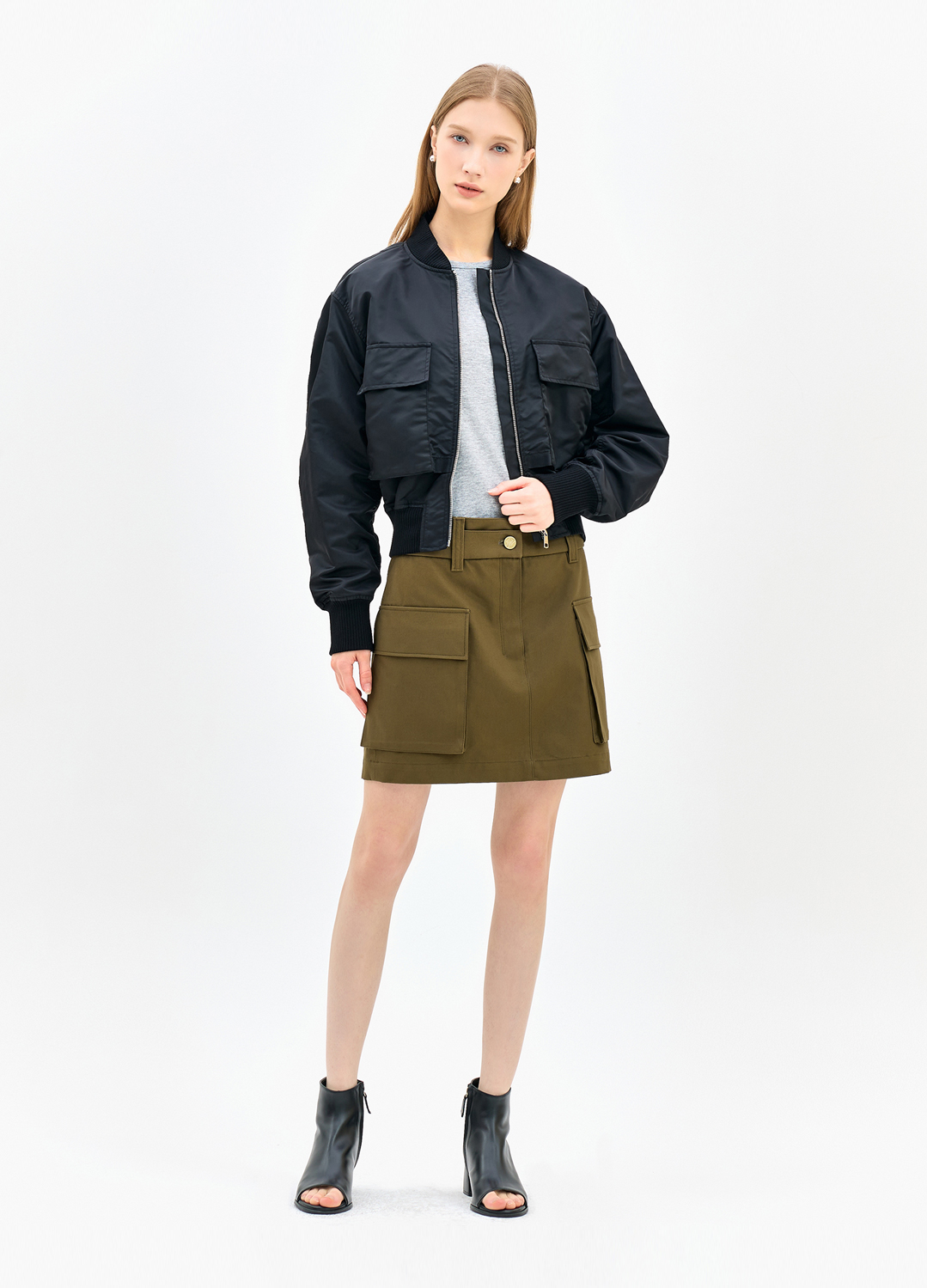 [EBM OUTLET]숏 카고 스커트_KHAKI_4