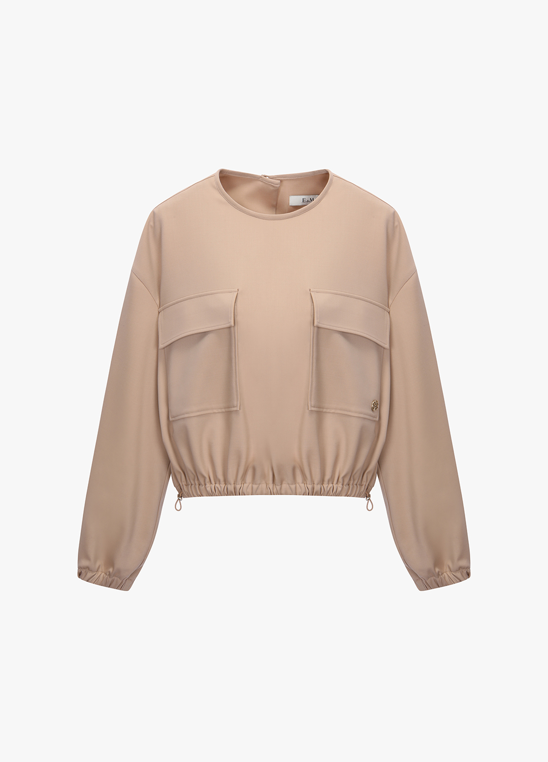 [EBM OUTLET]라운드 넥 스트링 블라우스_ROSE BEIGE_5