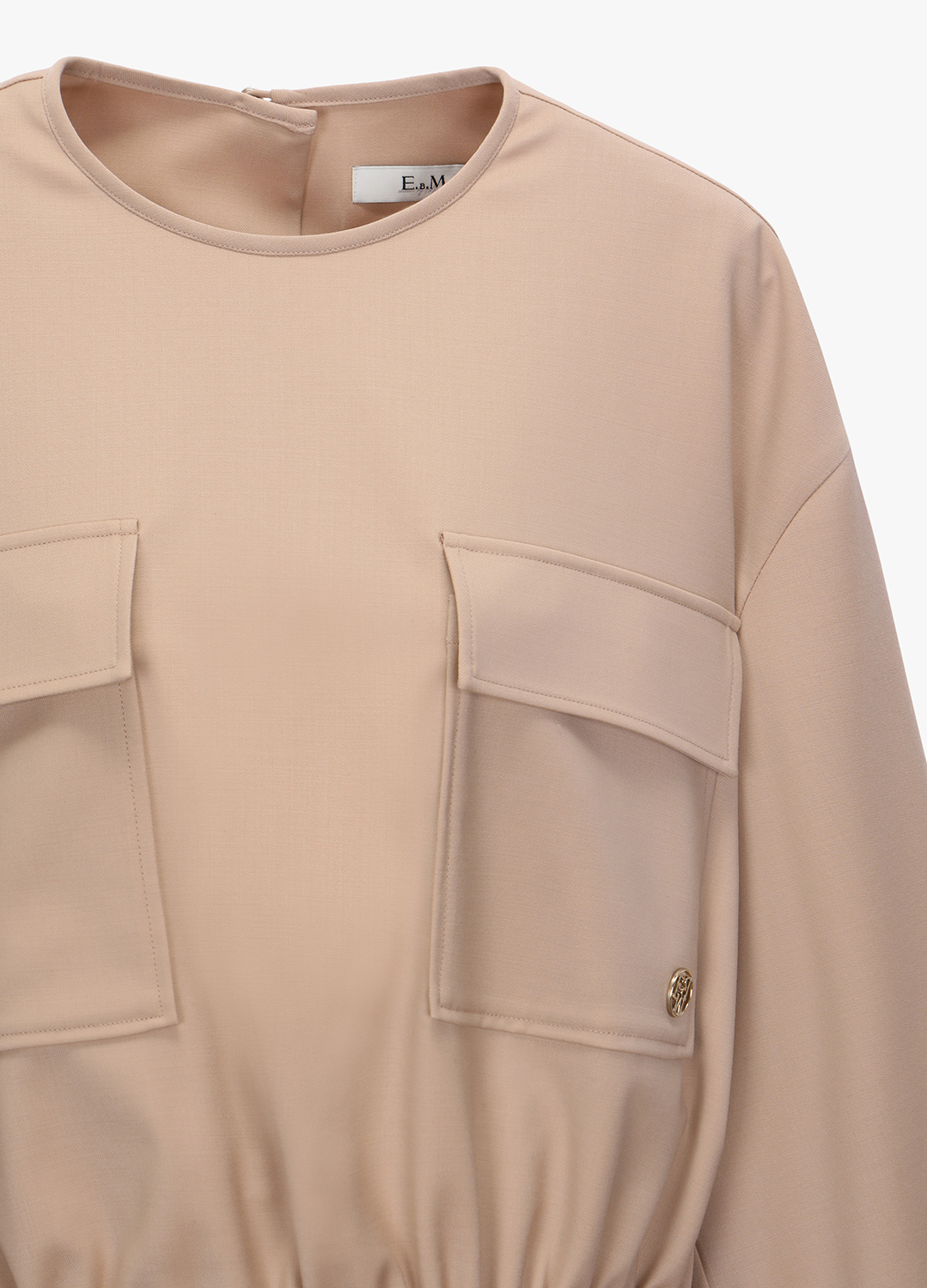 [EBM OUTLET]라운드 넥 스트링 블라우스_ROSE BEIGE_7