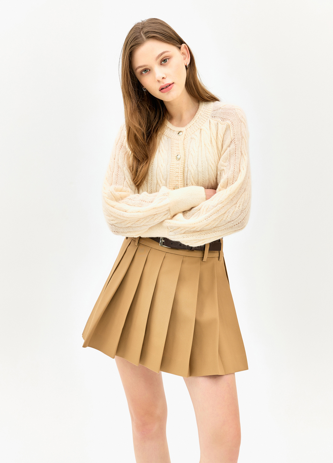 [EBM OUTLET]라운드 넥 케이블 가디건_LIGHT BEIGE_4