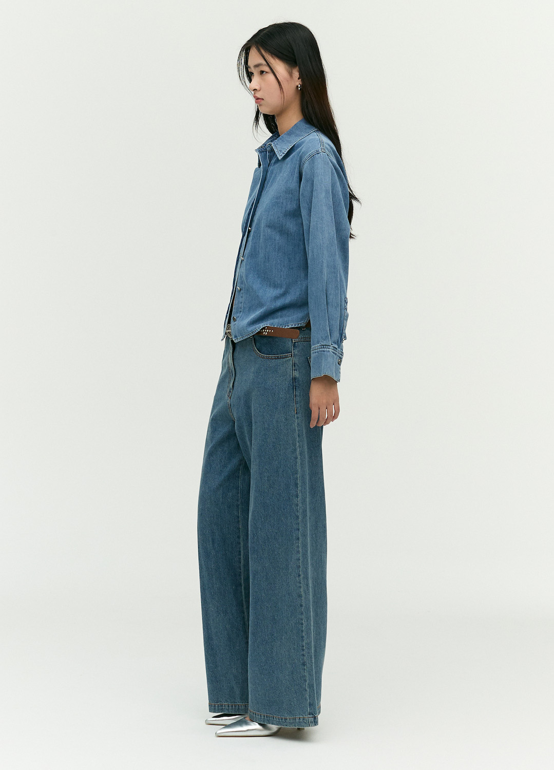 [EBM OUTLET]스탠카라 데님 블라우스_BLUE_6