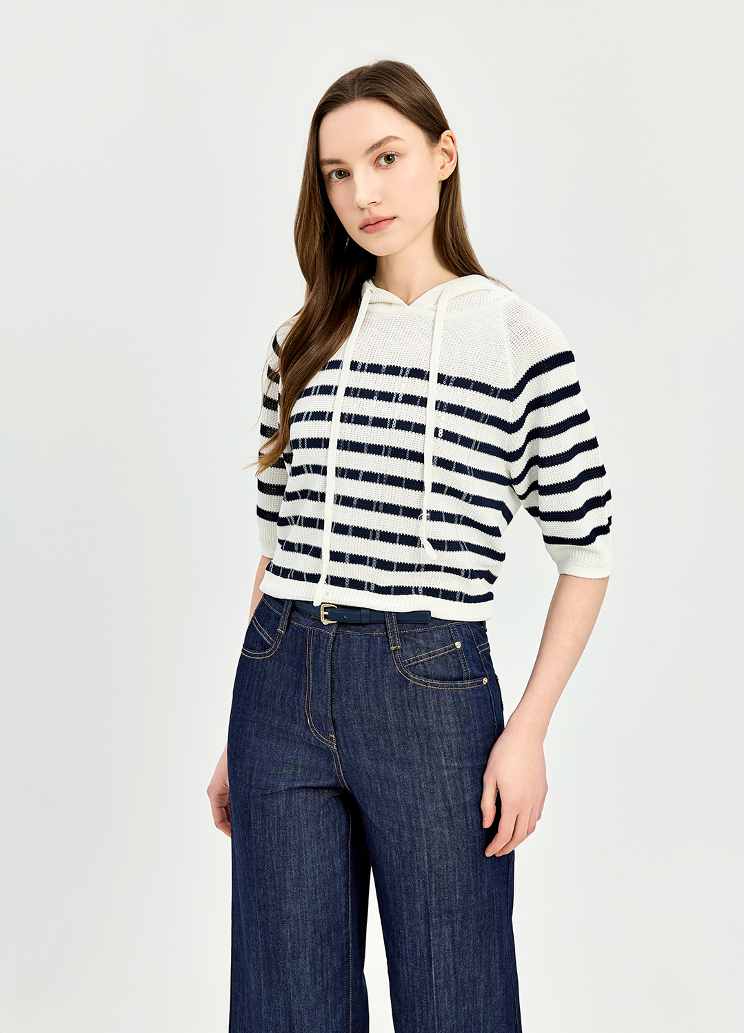 [추가20]벨트 디테일 세미 와이드 데님 팬츠_DARK NAVY_4