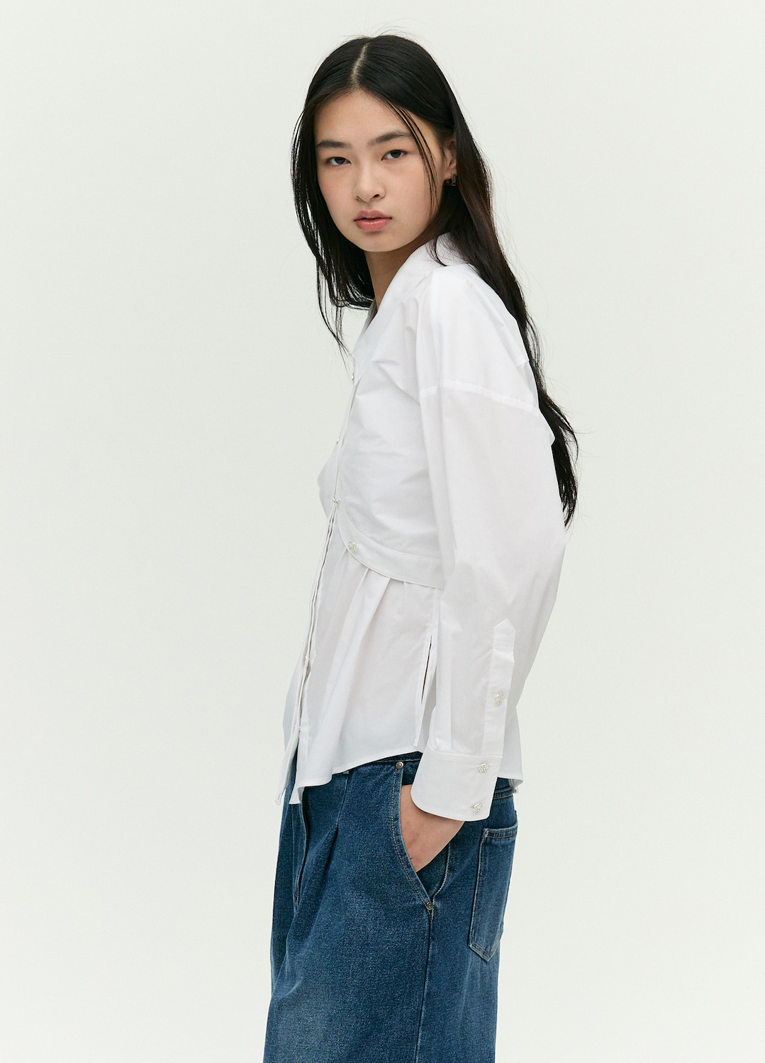 [EBM OUTLET]볼레로 셔츠 블라우스_WHITE_5