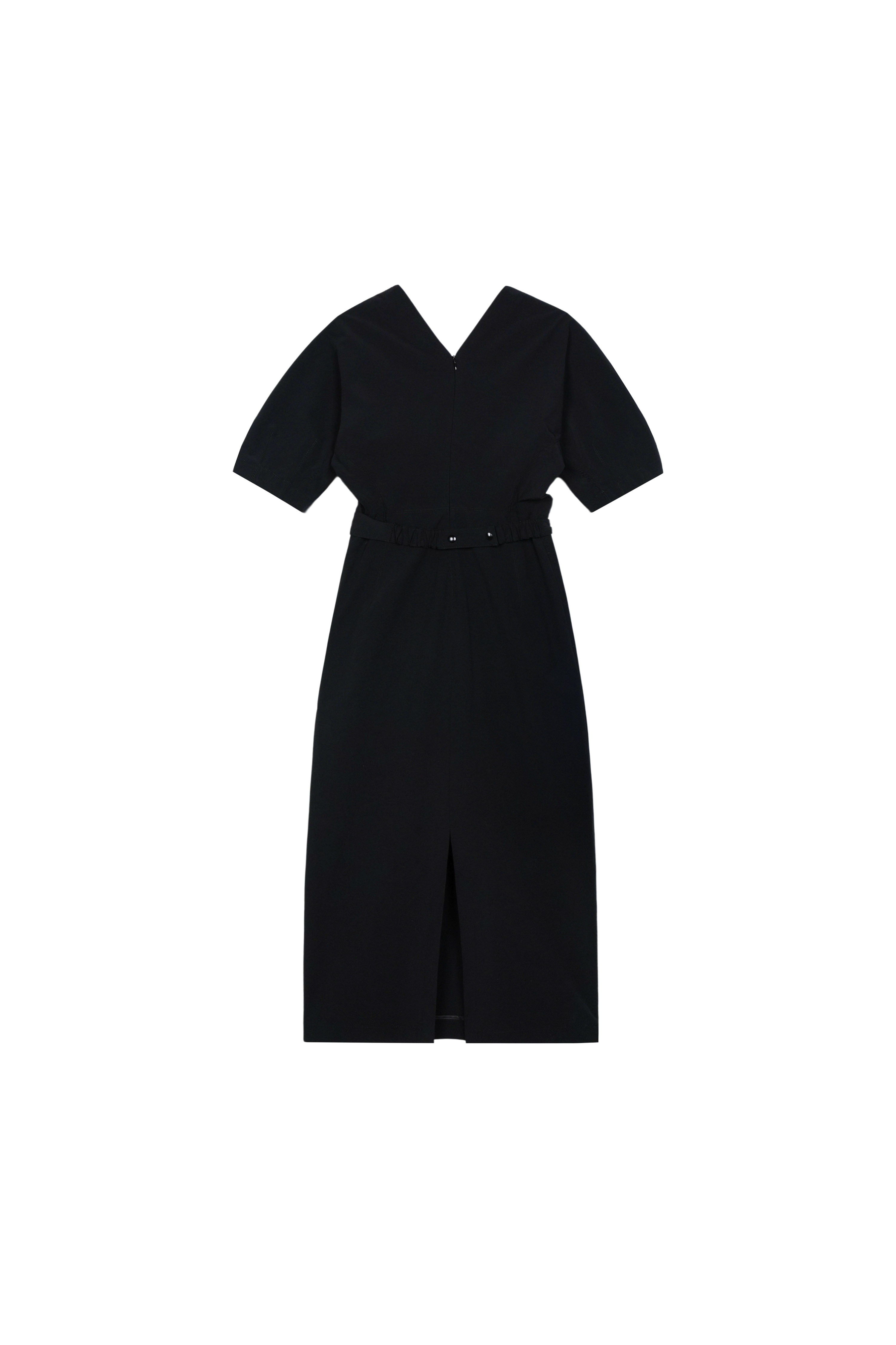 V-NECK VOLUME SLEEVE DRESS_STRONG BLACK_7