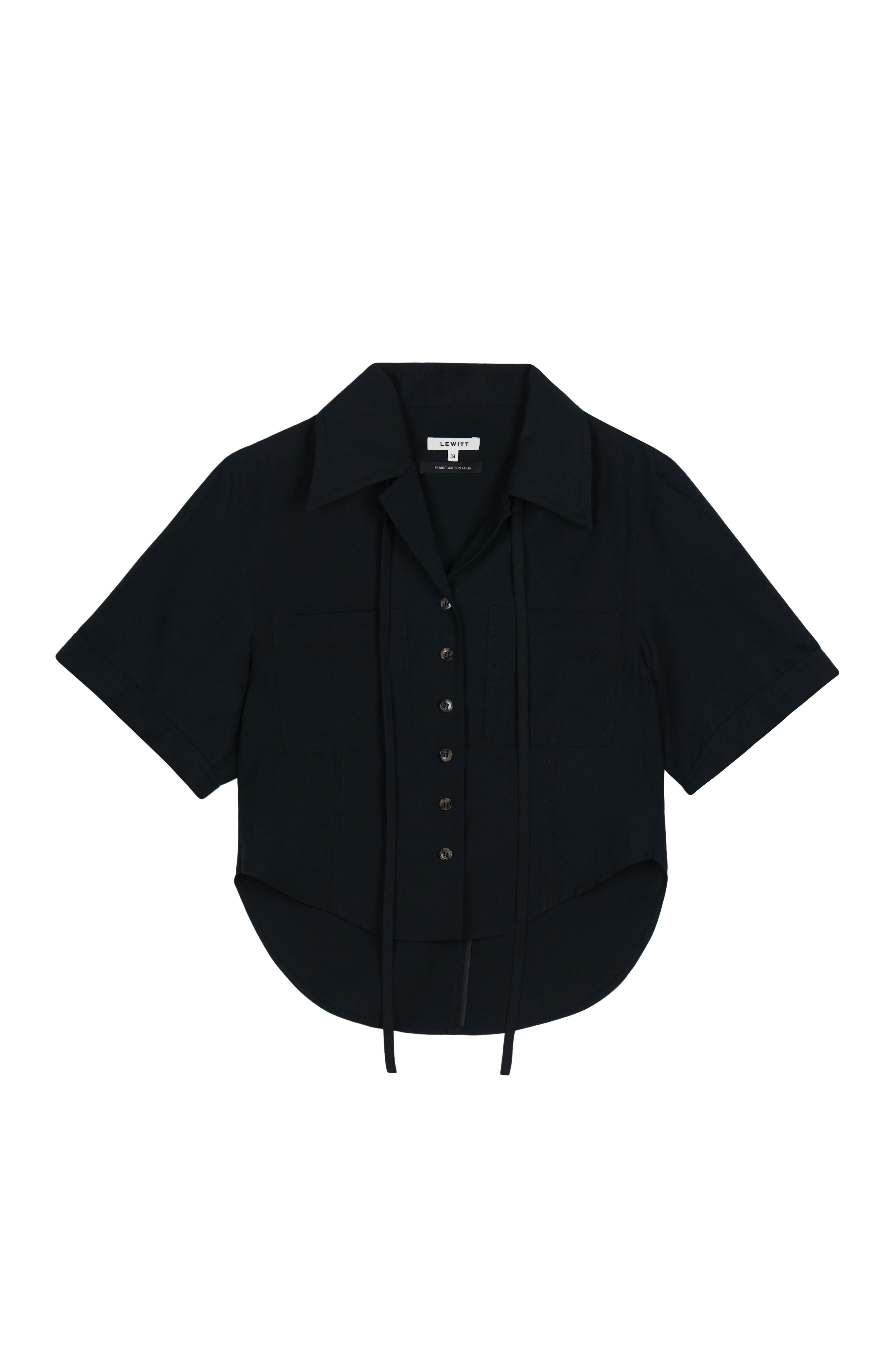 OPEN COLLAR LINNEN BLOUSE_STRONG BLACK_6