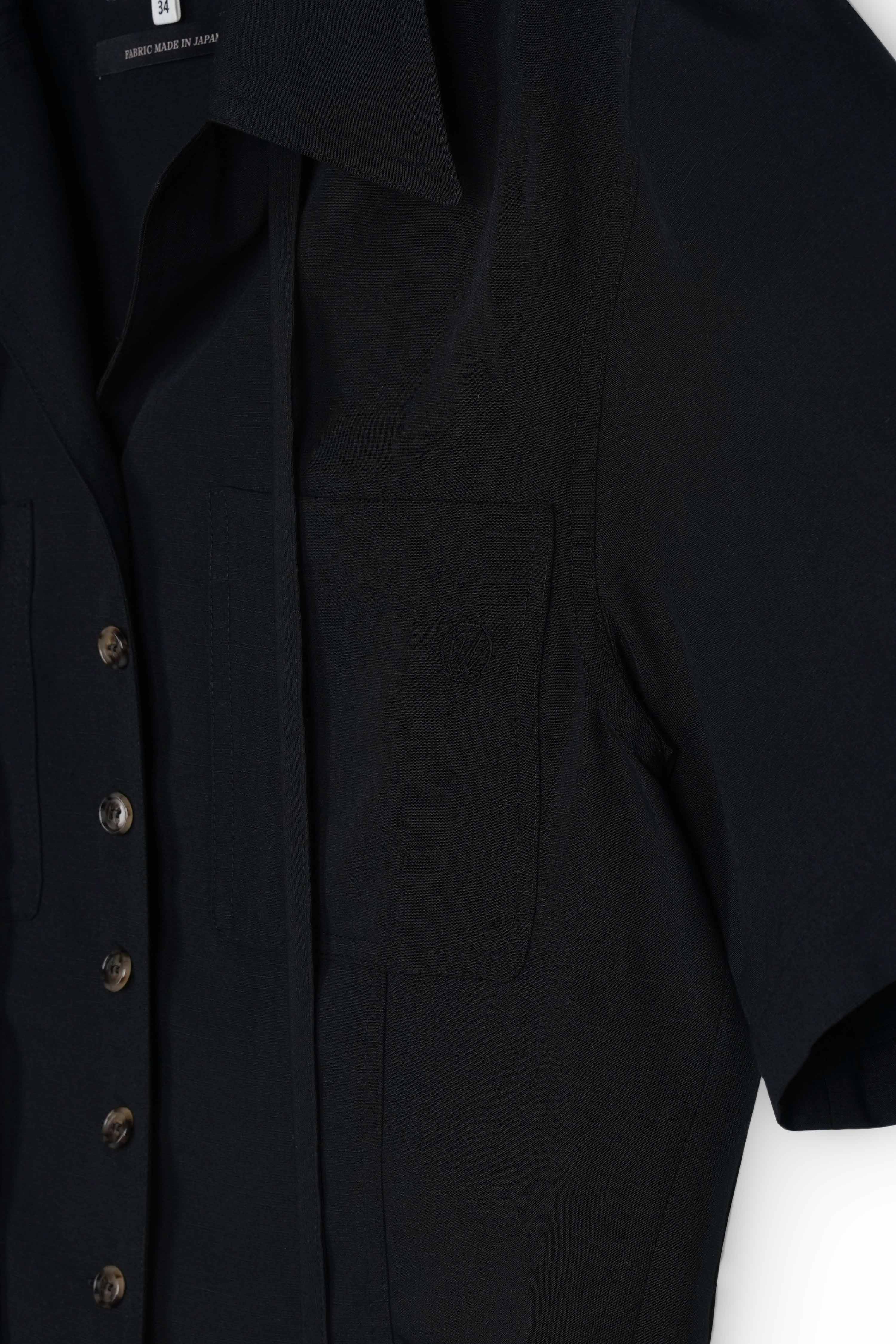 OPEN COLLAR LINNEN BLOUSE_STRONG BLACK_8