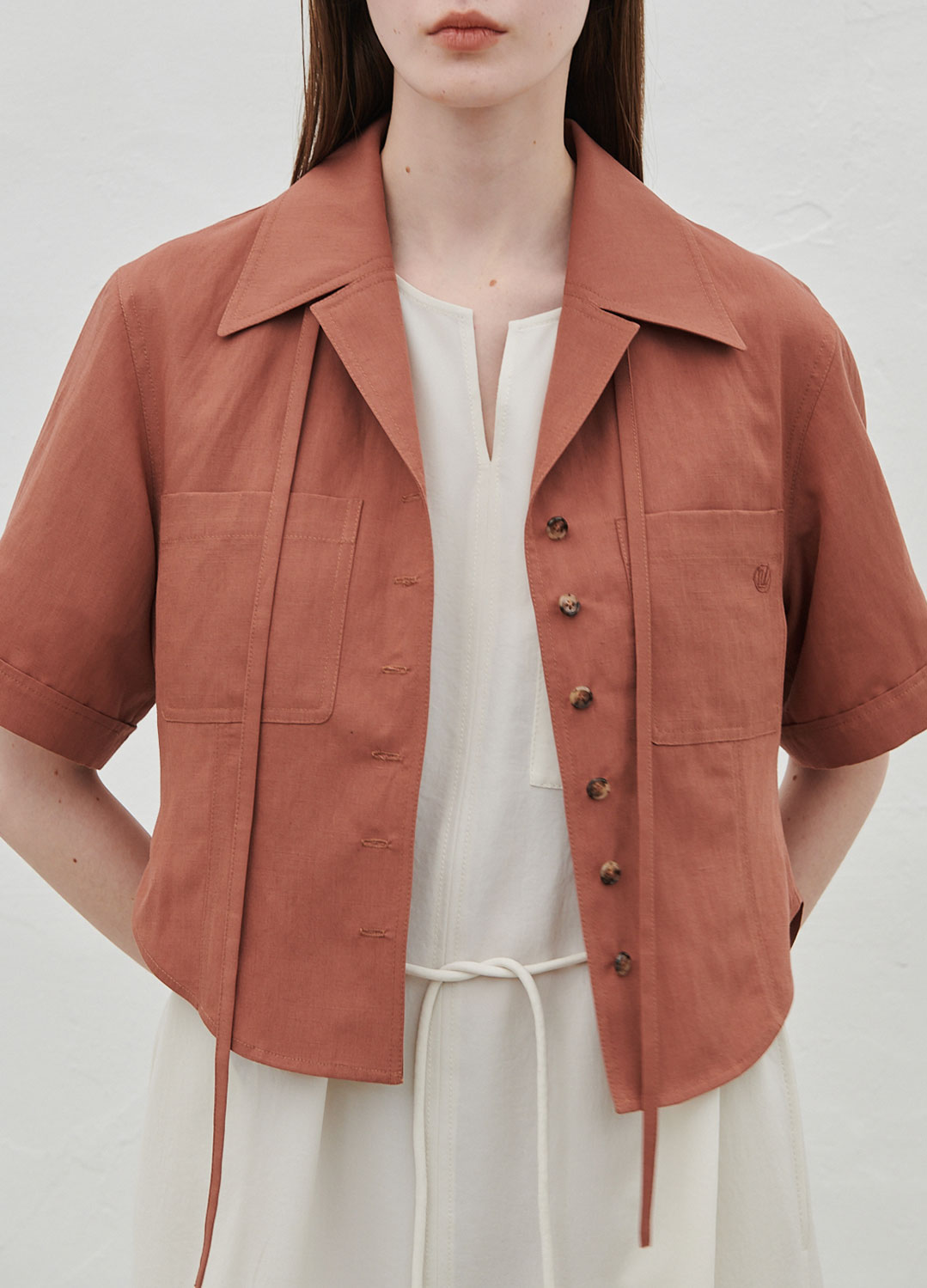 OPEN COLLAR LINNEN BLOUSE_RUST_6