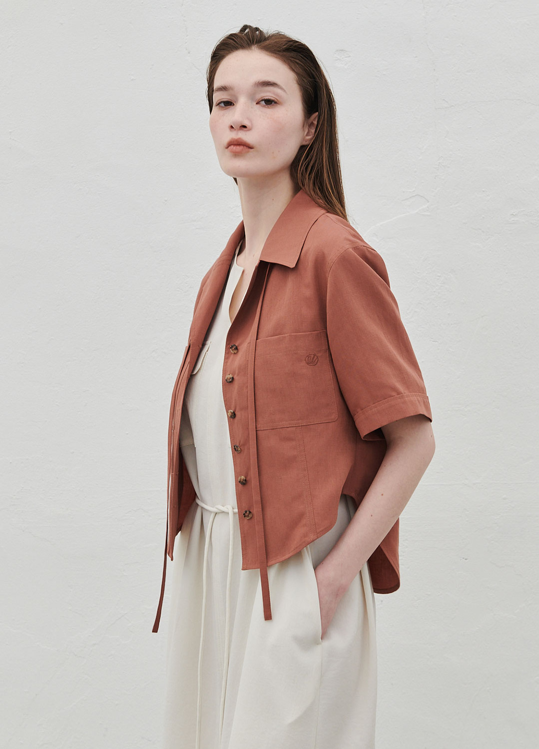 OPEN COLLAR LINNEN BLOUSE_RUST_2