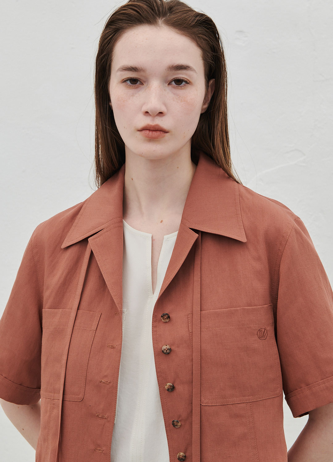 OPEN COLLAR LINNEN BLOUSE_RUST_4