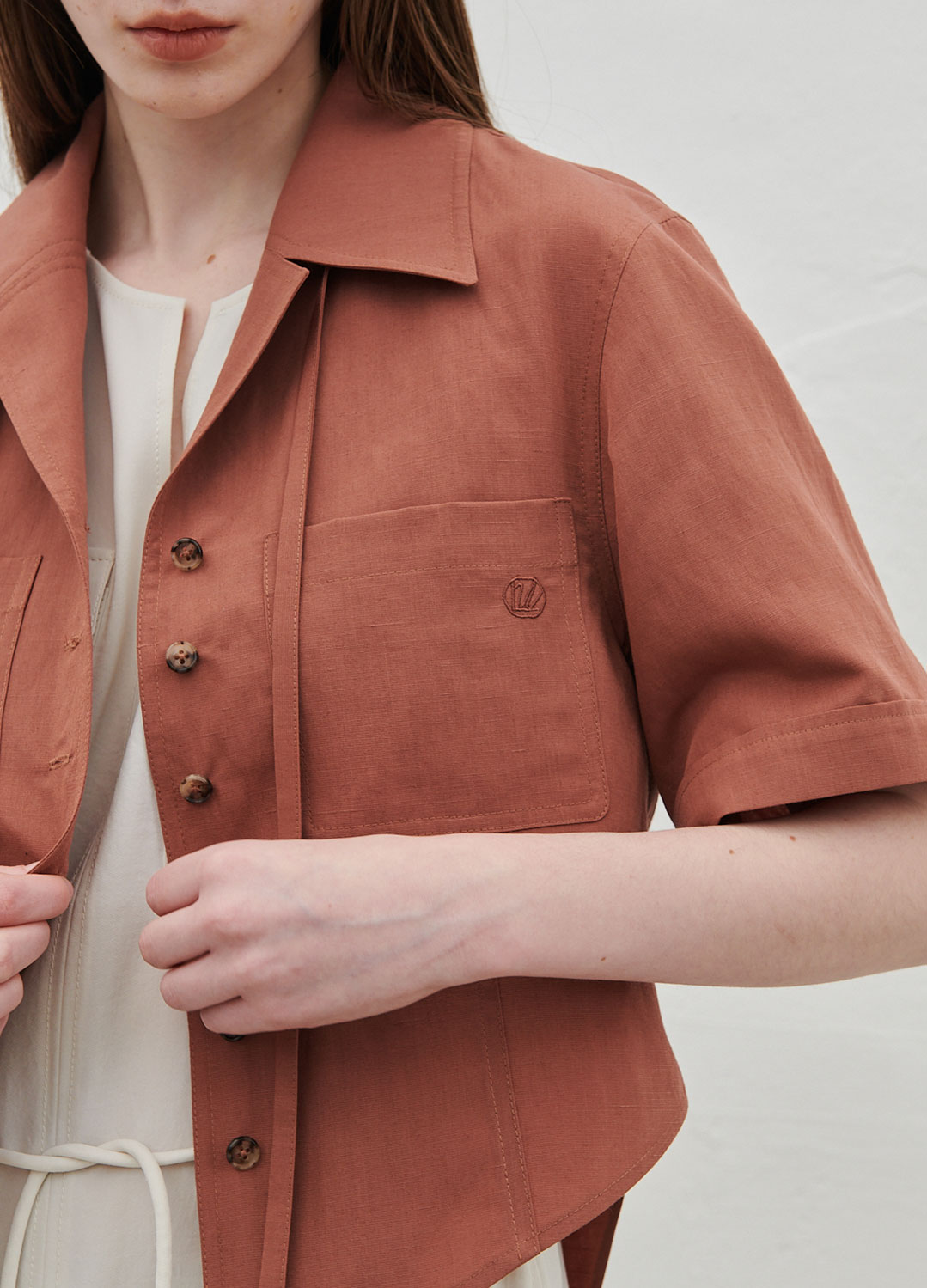 OPEN COLLAR LINNEN BLOUSE_RUST_5