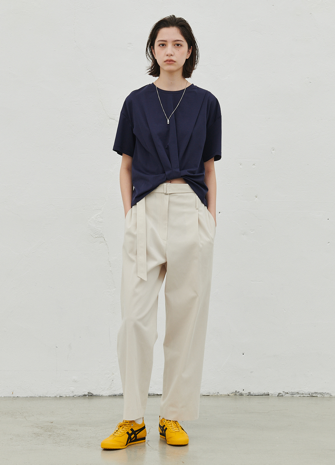 TIE-UP HALF SLEEVE T-SHIRT_DARK NAVY_6