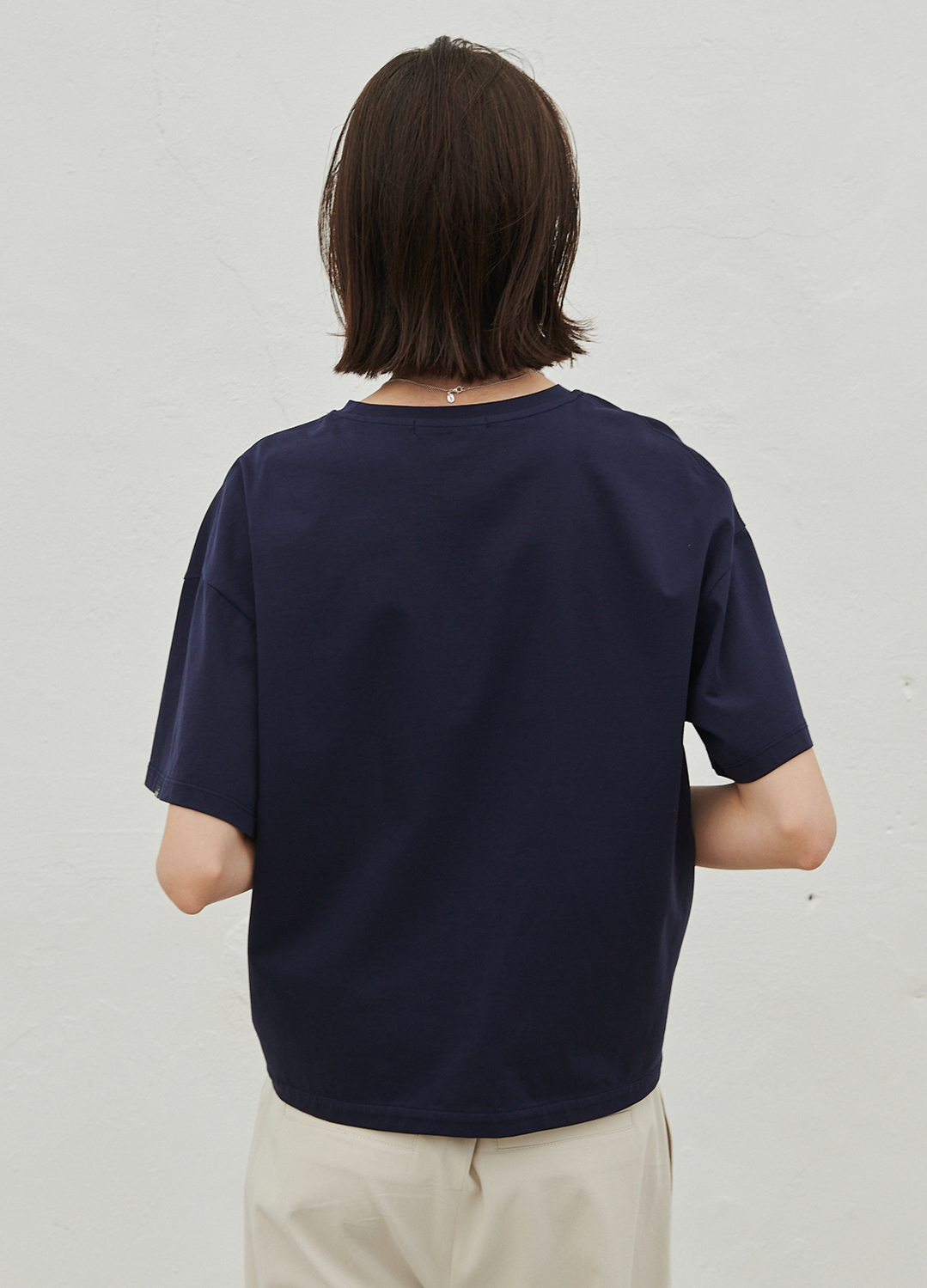 TIE-UP HALF SLEEVE T-SHIRT_DARK NAVY_4