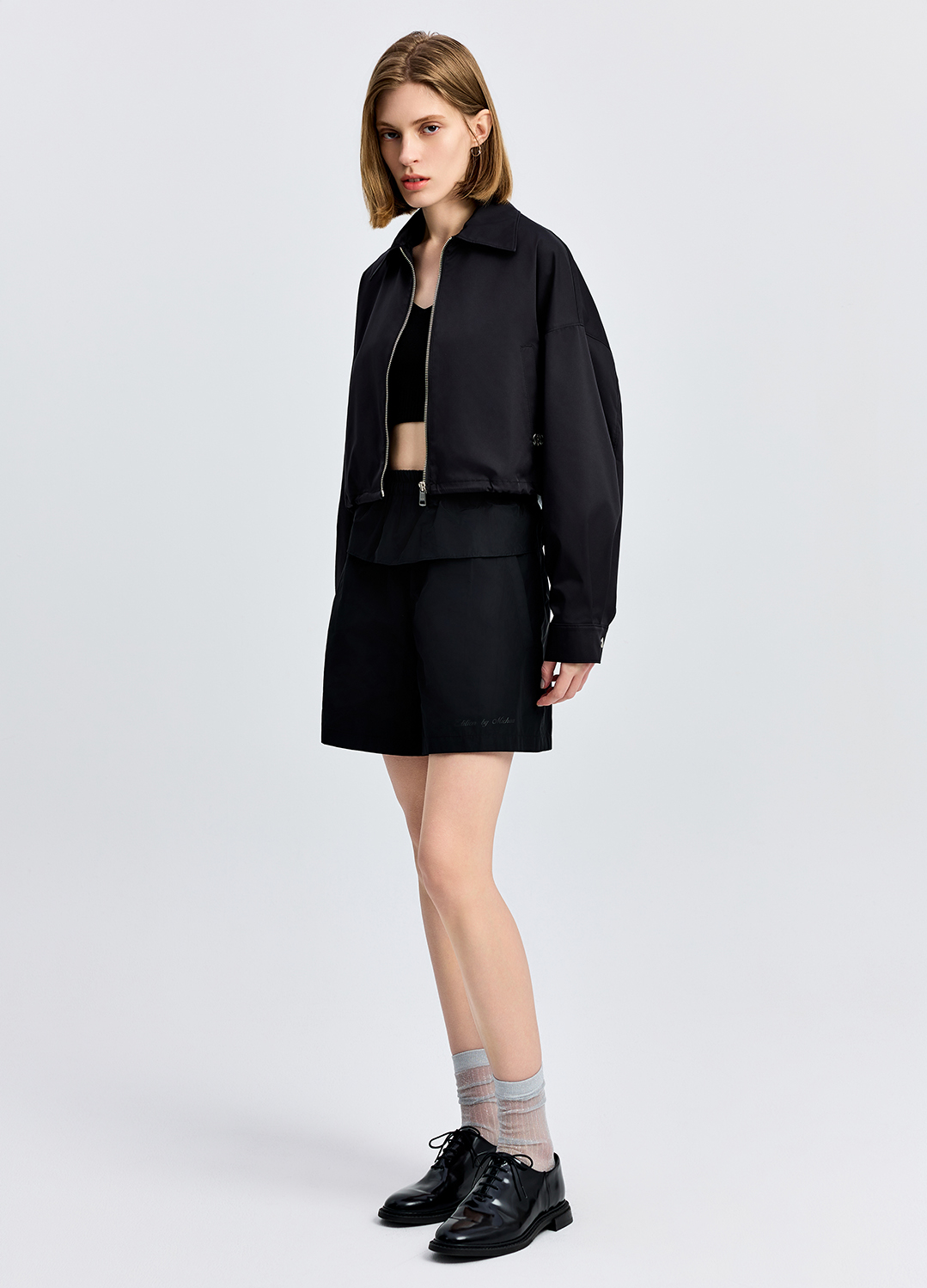 [EBM OUTLET]스탠카라 집업 아우터_BLACK_3