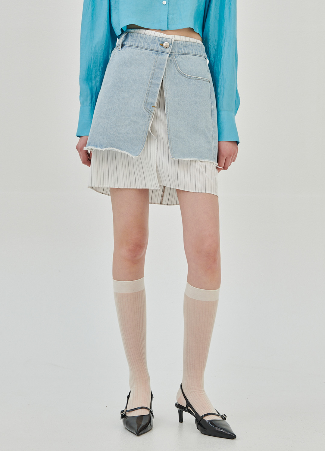 LAYERED MINI DENIM SKIRT_BLUE_1