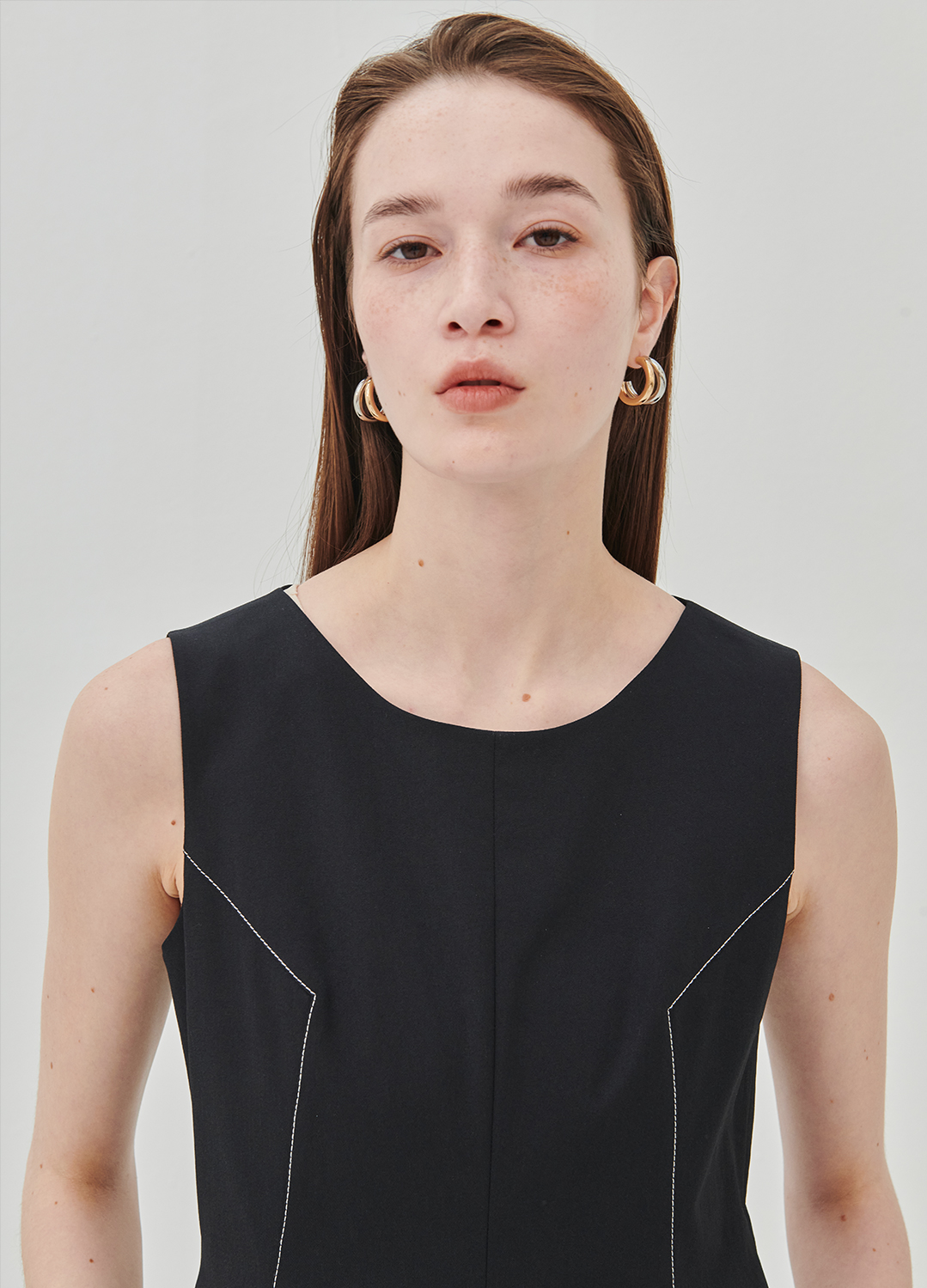 COCOON SILHOUETTE SLEEVELESS DRESS_NAVY_5