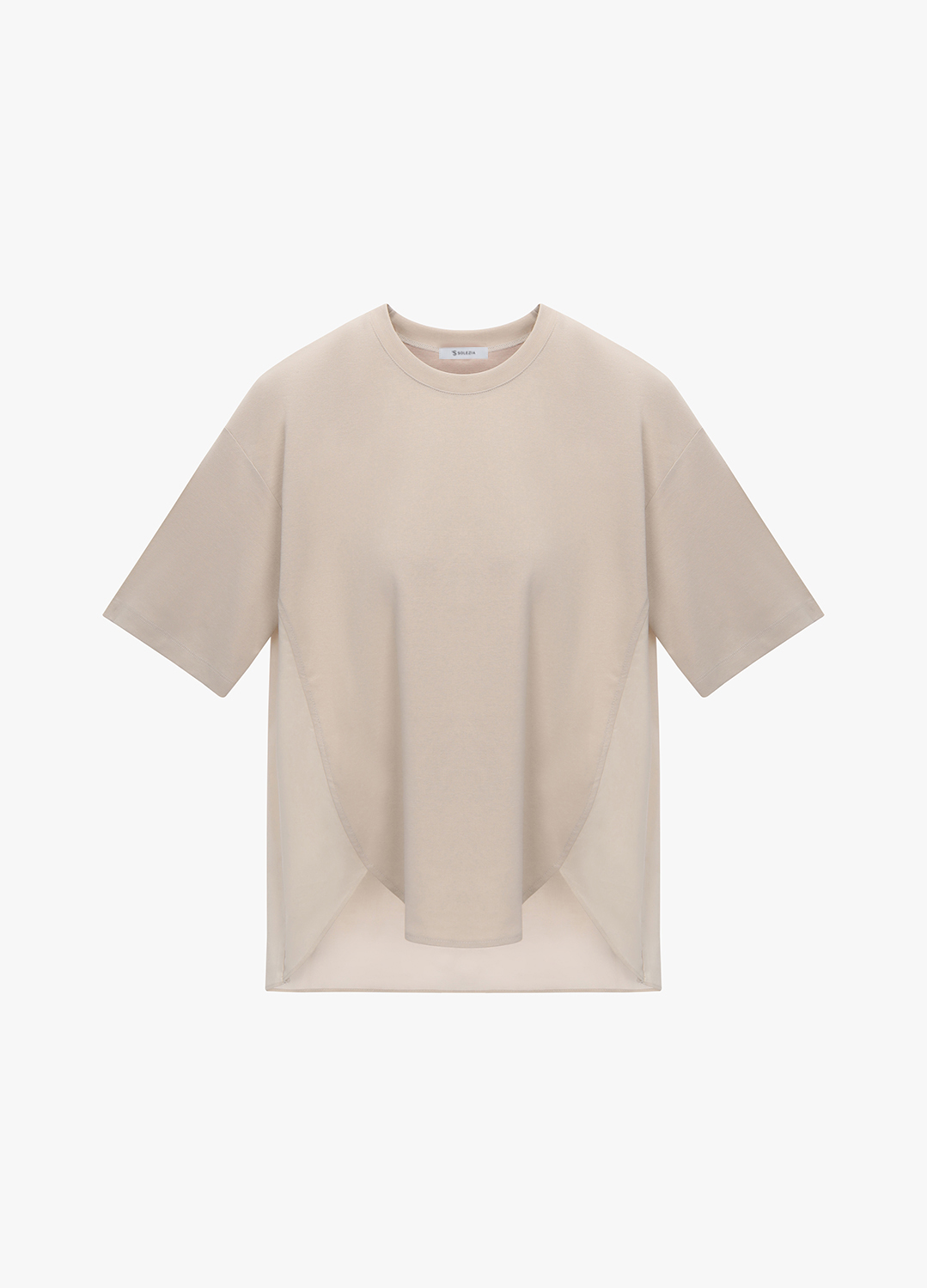 배색 블라우스 티셔츠_BEIGE_1