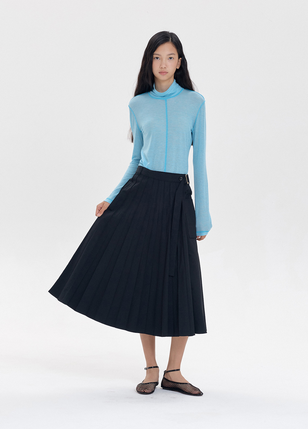 COTTON PLEATS LAP SKIRT_STRONG BLACK_2