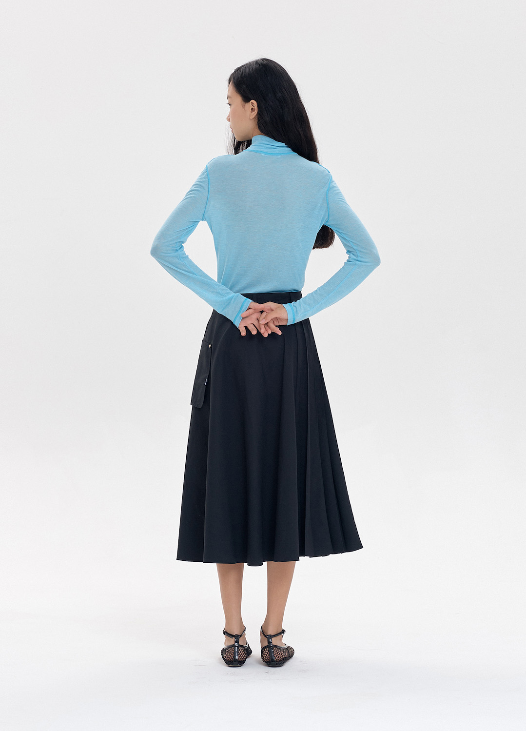 COTTON PLEATS LAP SKIRT_STRONG BLACK_6