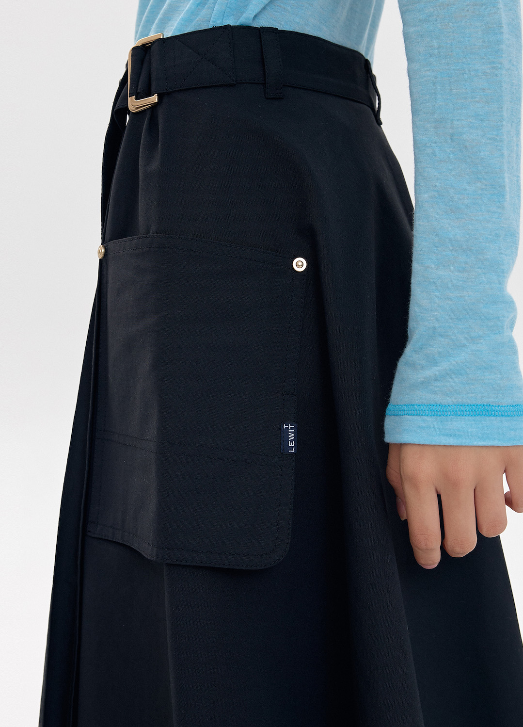 COTTON PLEATS LAP SKIRT_STRONG BLACK_7