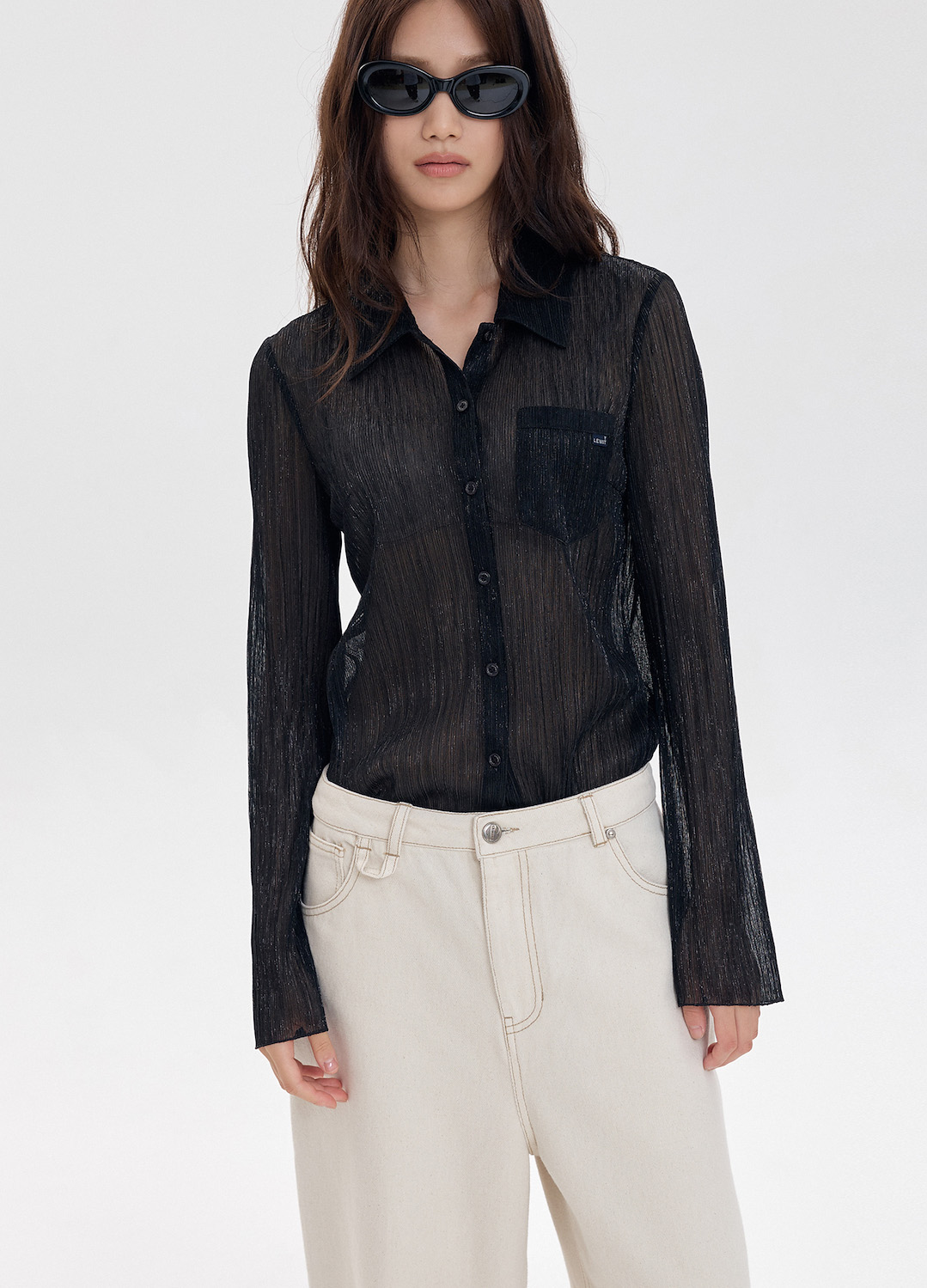 METAL SHEER SHIRT_STRONG BLACK_1