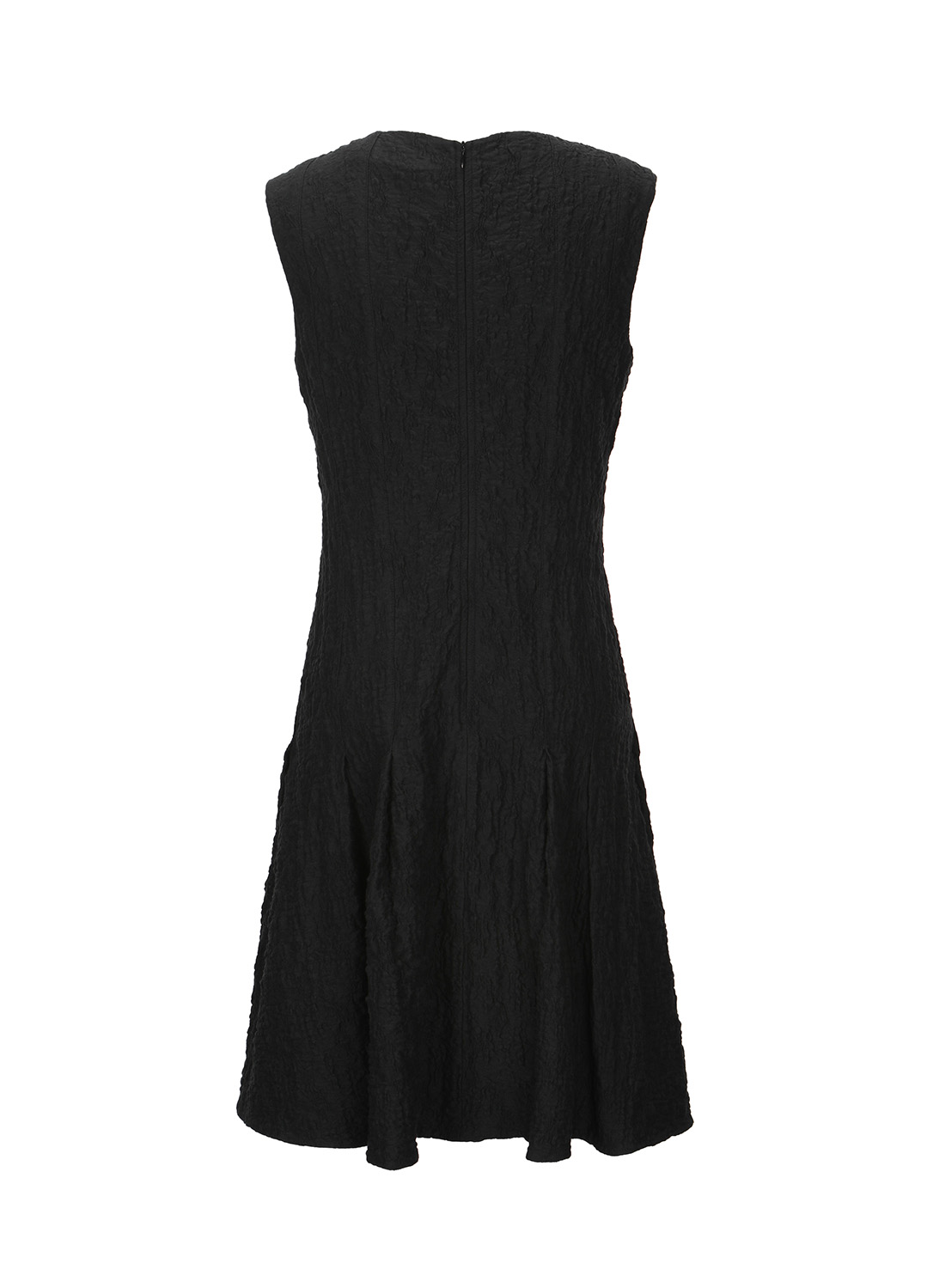 JACQUARD VOLUME SLEEVELESS DRESS_STRONG BLACK_8