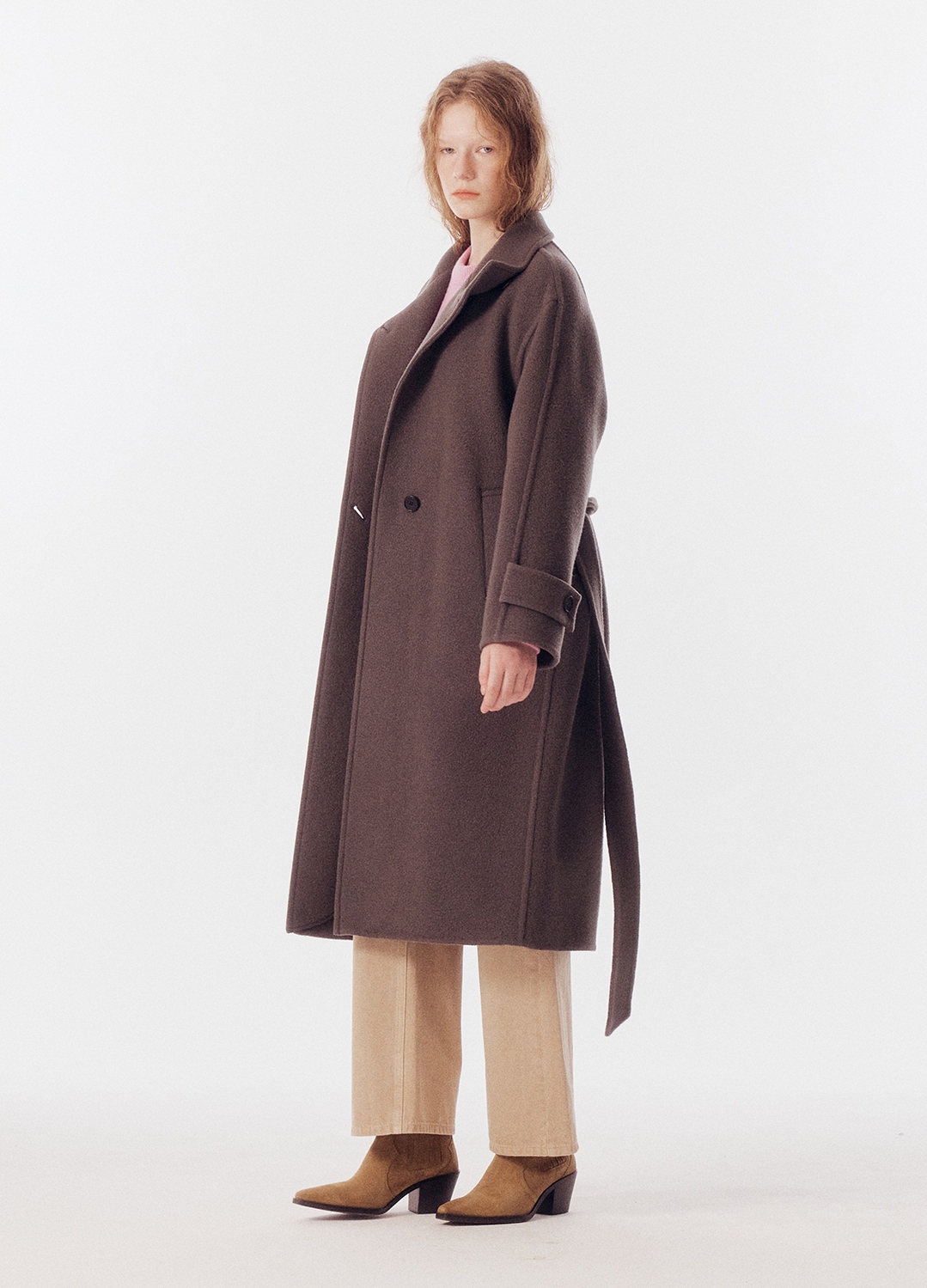 WOOL BLEND HIGH NECK LONG COAT_KHAKI GREY_4