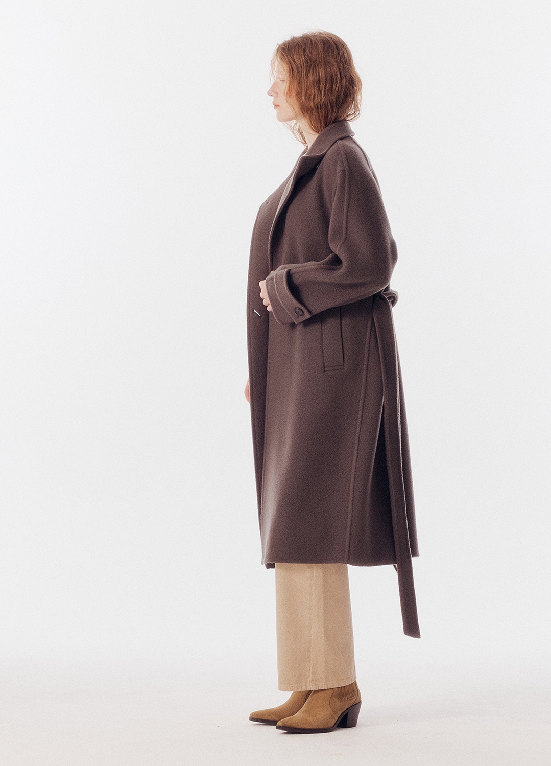 WOOL BLEND HIGH NECK LONG COAT_KHAKI GREY_5