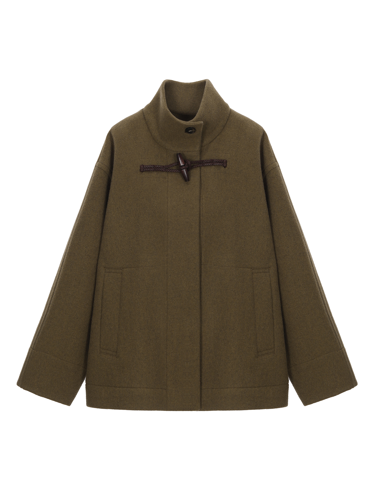 WOOL BLEND HIGH NECK HALF COAT_KHAKI BROWN_11