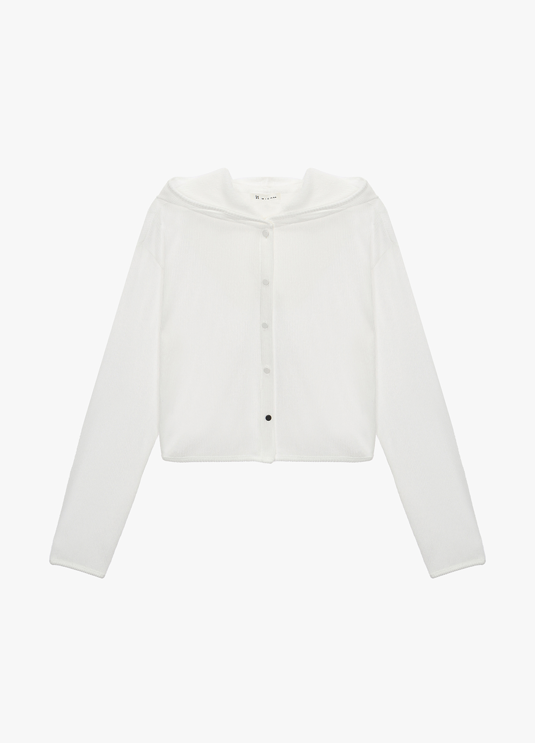 텍스쳐 크롭 후드 린넨 가디건_WHITE_1