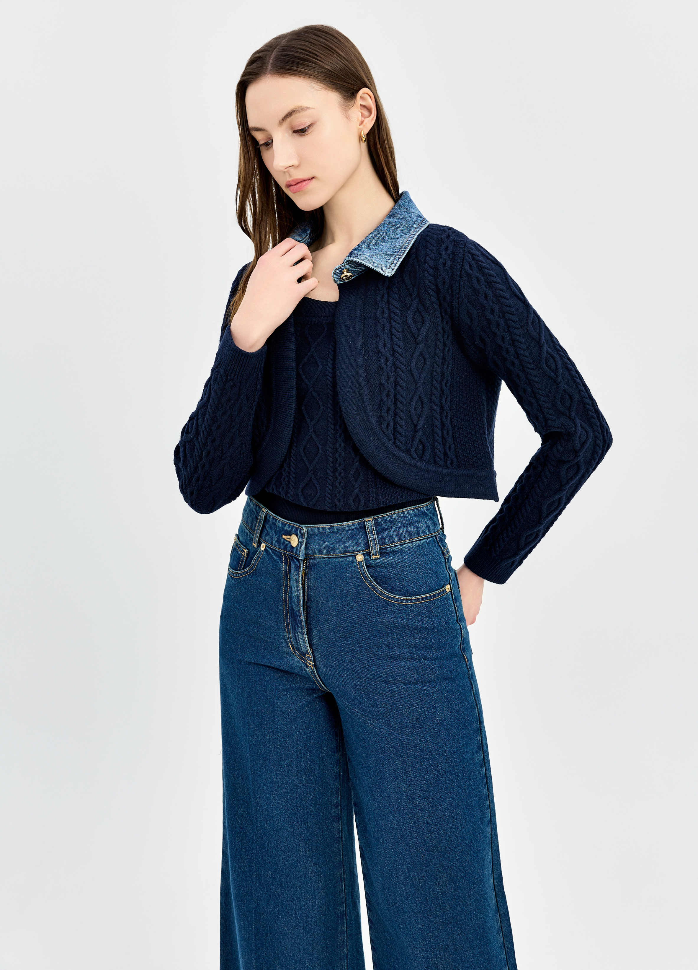 [추가20]케이블 스탠카라 가디건_DARK NAVY_1