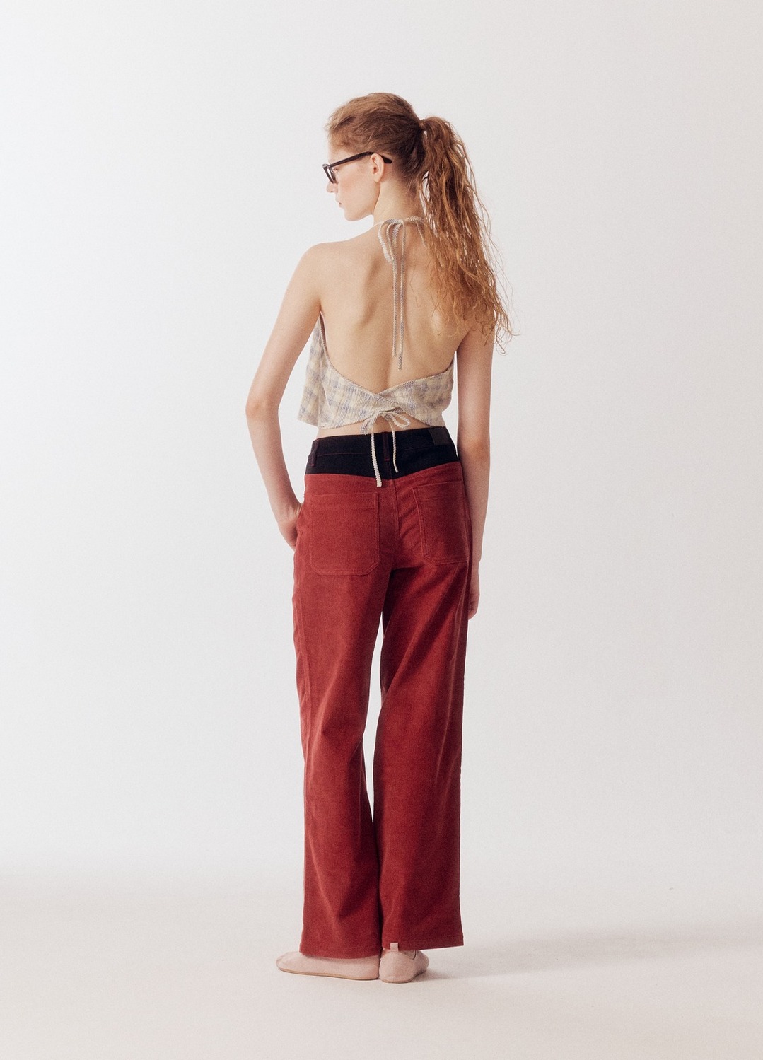 DENIM PATCH CORDUROI PANTS_BURGUNDY_4