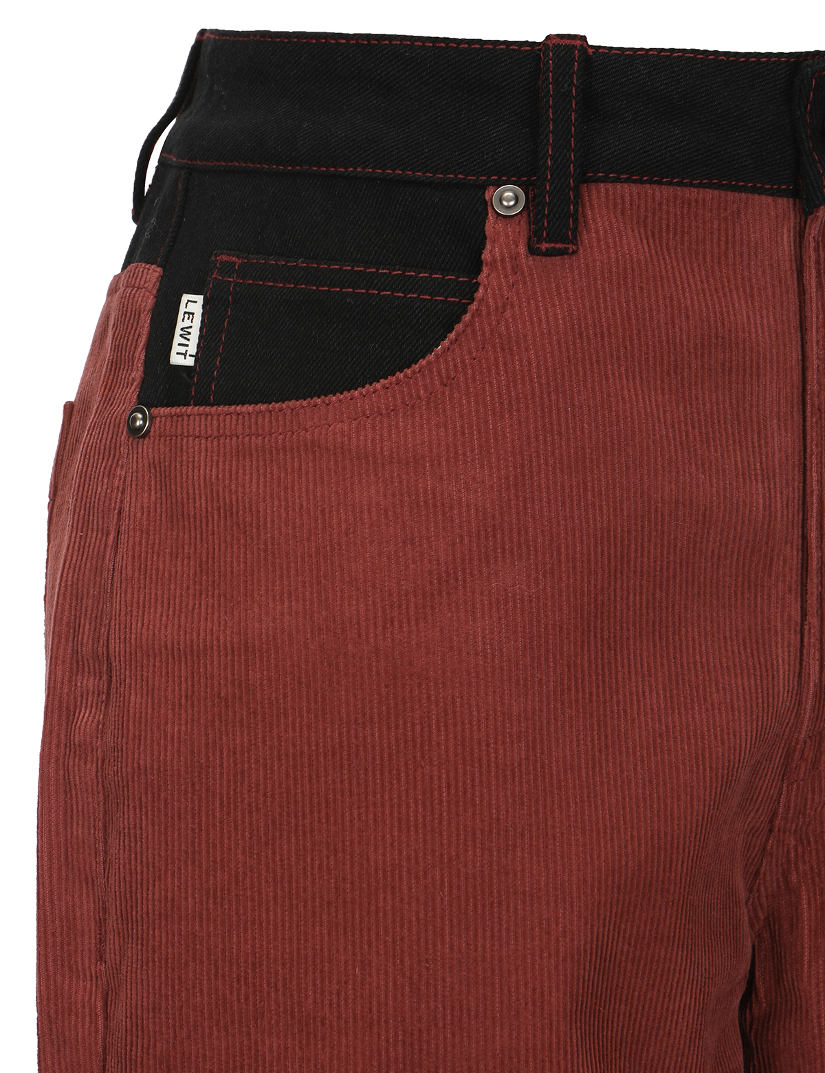 DENIM PATCH CORDUROI PANTS_BURGUNDY_9