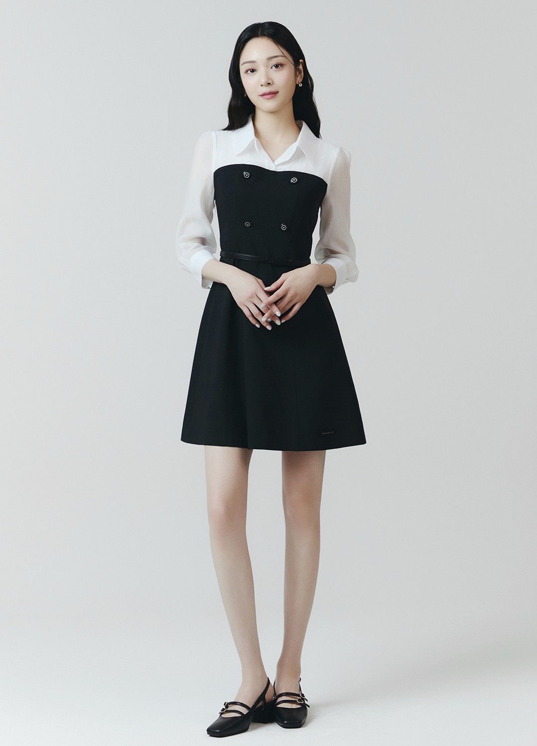 텍스처 블록 미니 원피스_STRONG BLACK_2