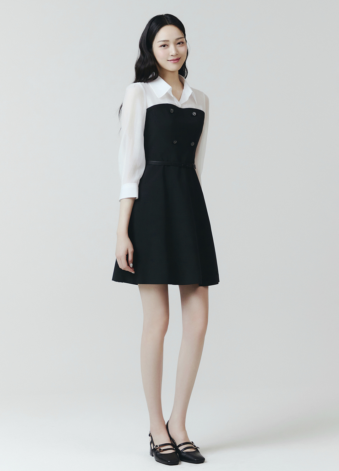 텍스처 블록 미니 원피스_STRONG BLACK_3