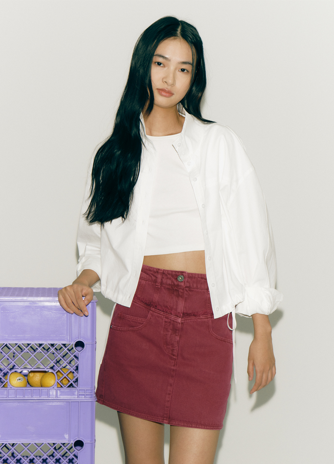 포켓 미니 스커트_WINE_1
