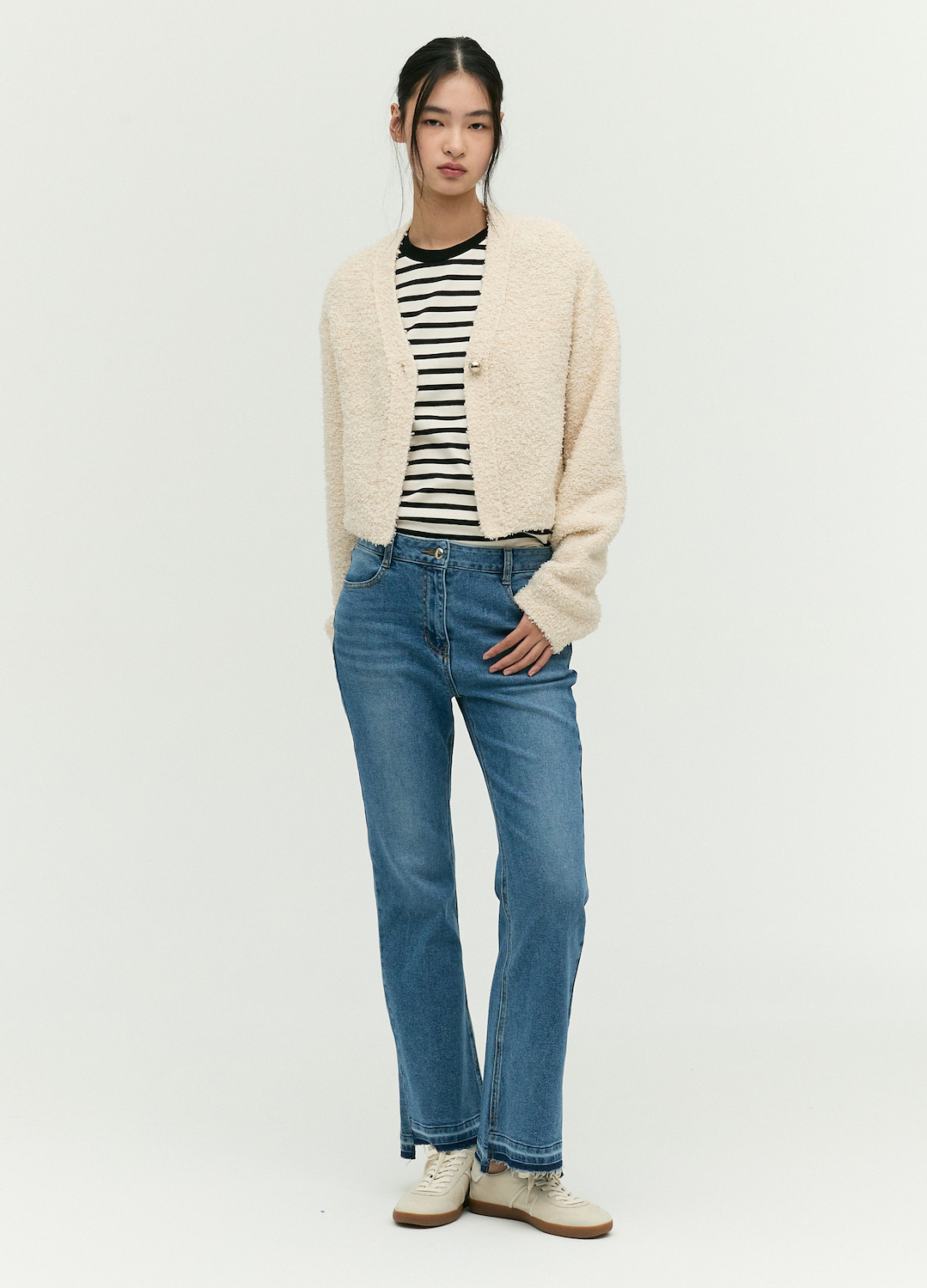 워싱 부츠컷 데님 팬츠_BLUE_6