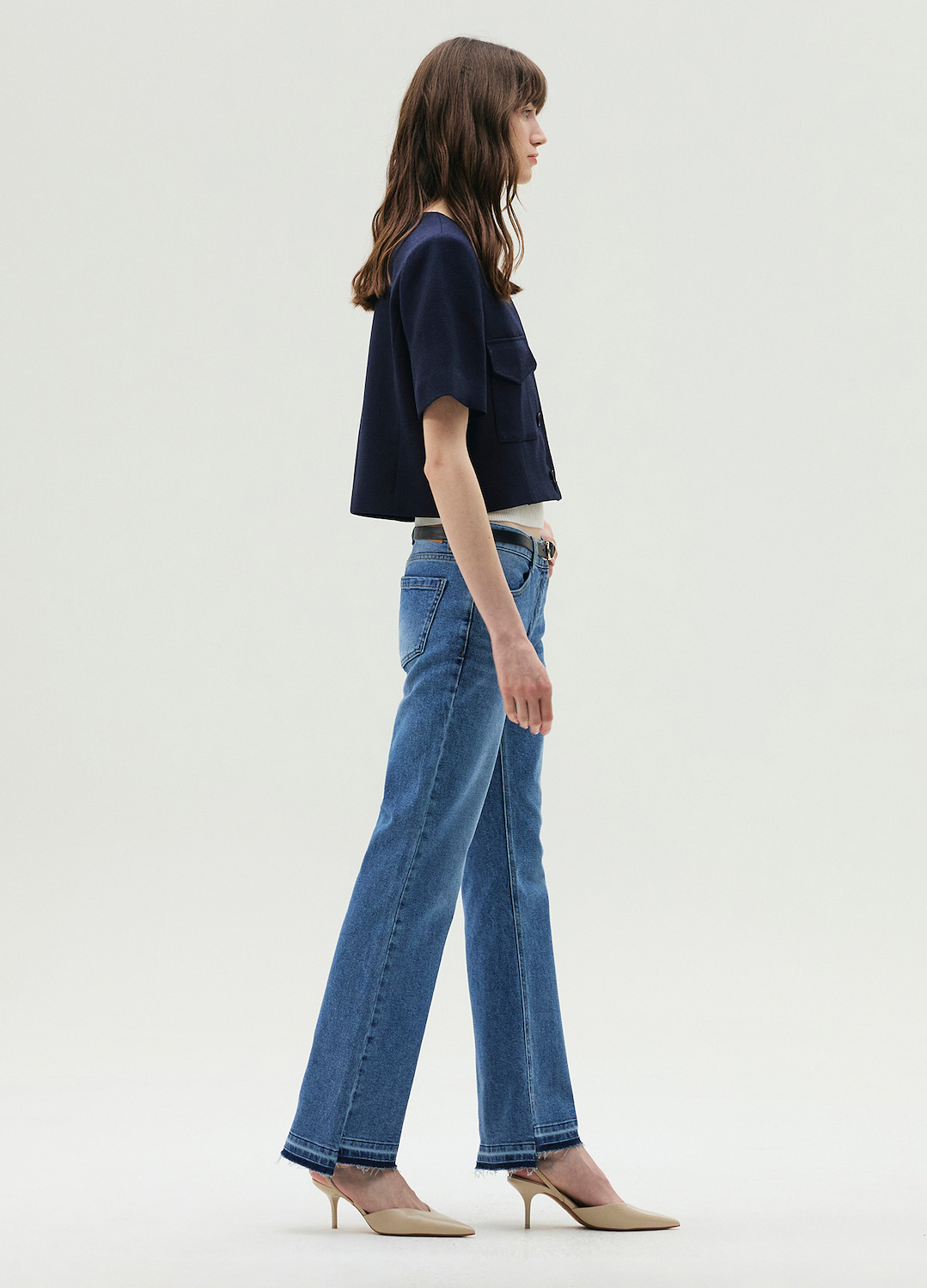 워싱 부츠컷 데님 팬츠_BLUE_2