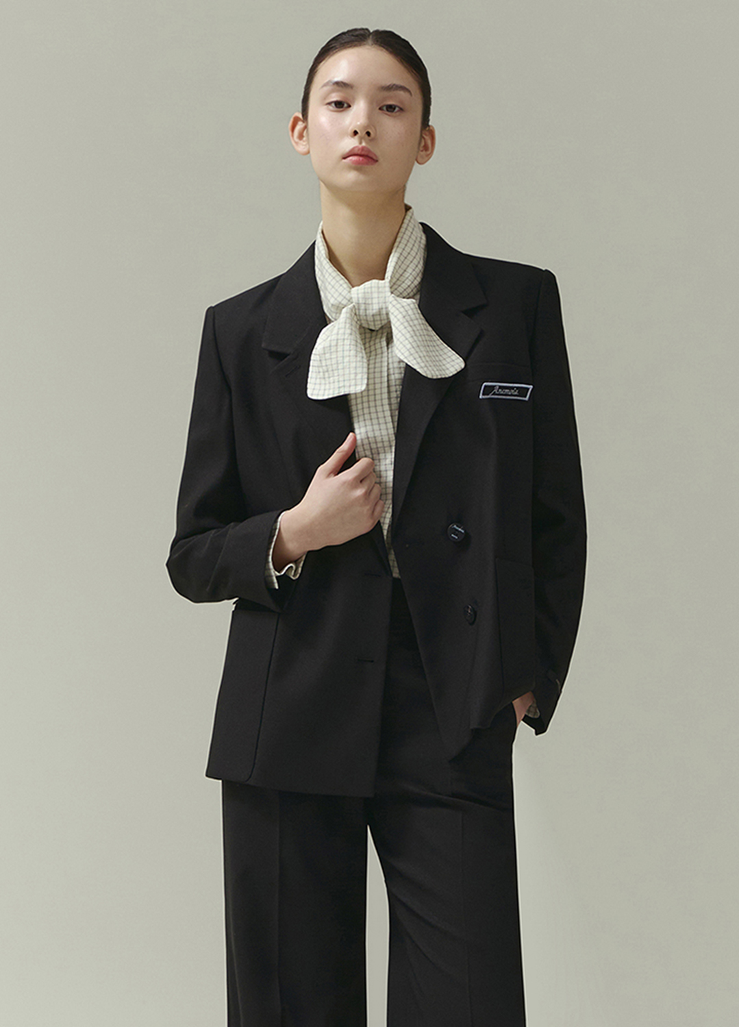[SALE]와펜 포인트 투버튼 테일러드 자켓_BLACK_1