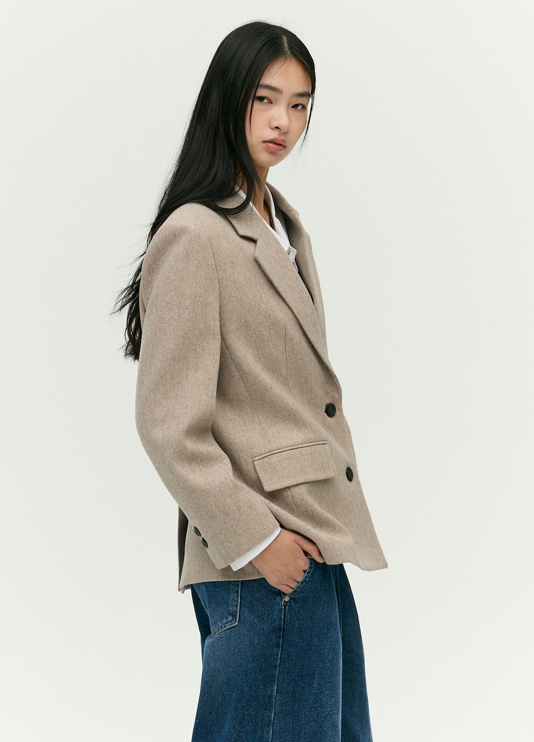 투버튼 싱글 브레스티드 자켓_OATMEAL_4