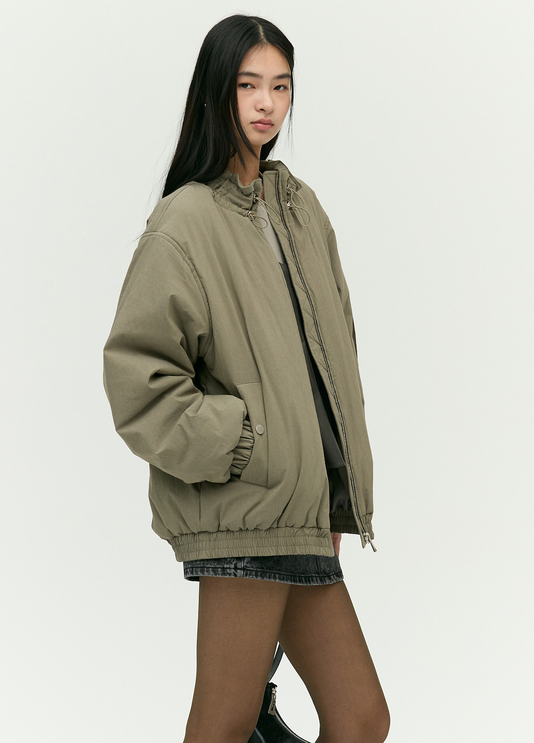 스트링 집업 아우터_KHAKI_3