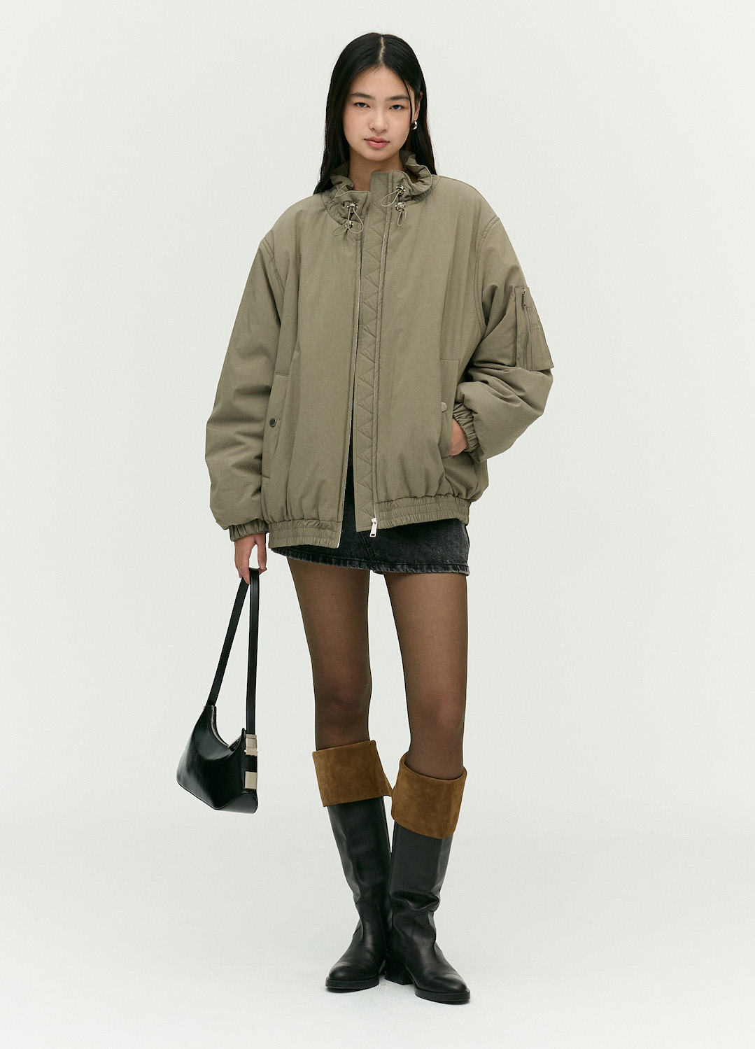 스트링 집업 아우터_KHAKI_6