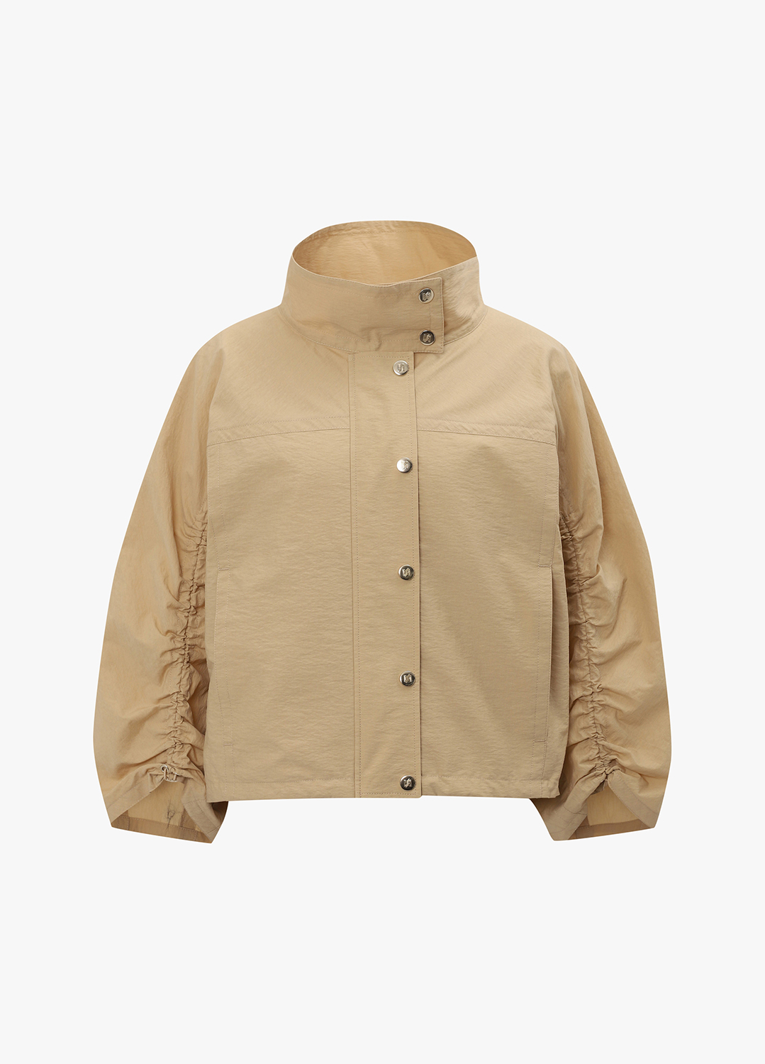 [추가20]셔링 디테일 하이넥 아우터_BEIGE_1