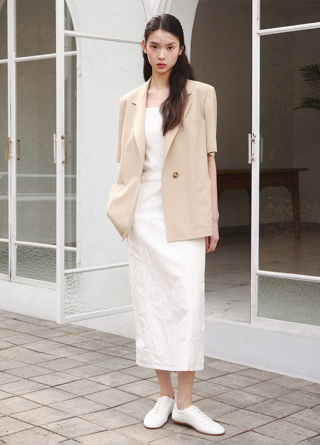 [Exclusive]H라인 나일론 스커트_WHITE_5