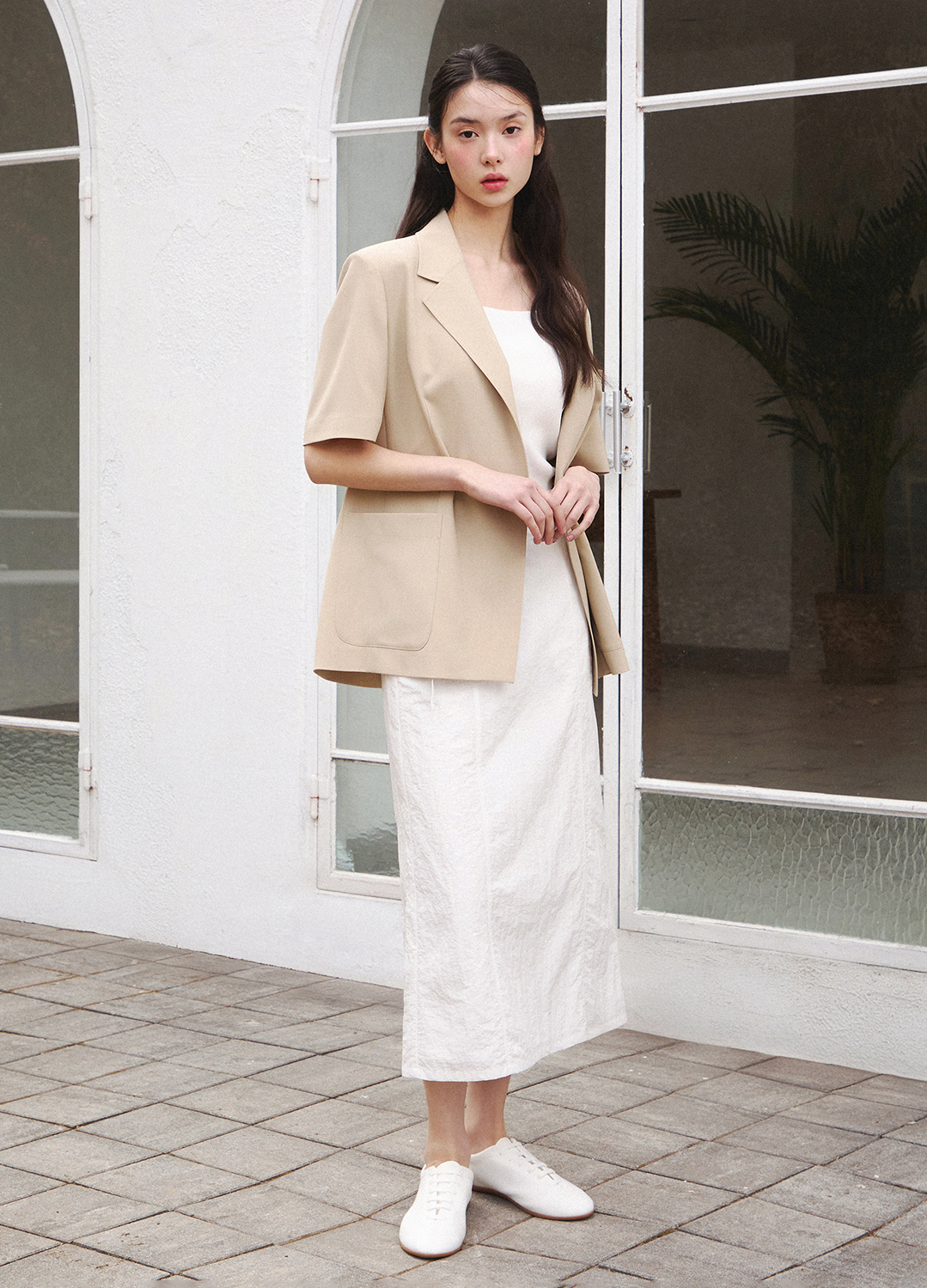 [Exclusive]H라인 나일론 스커트_WHITE_4