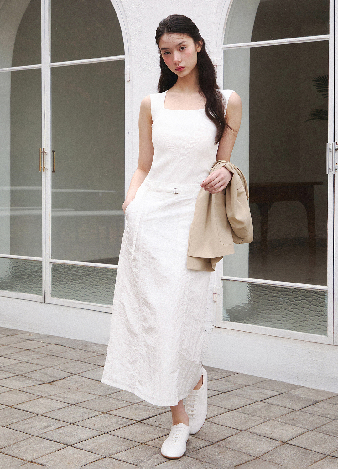 [Exclusive]H라인 나일론 스커트_WHITE_1