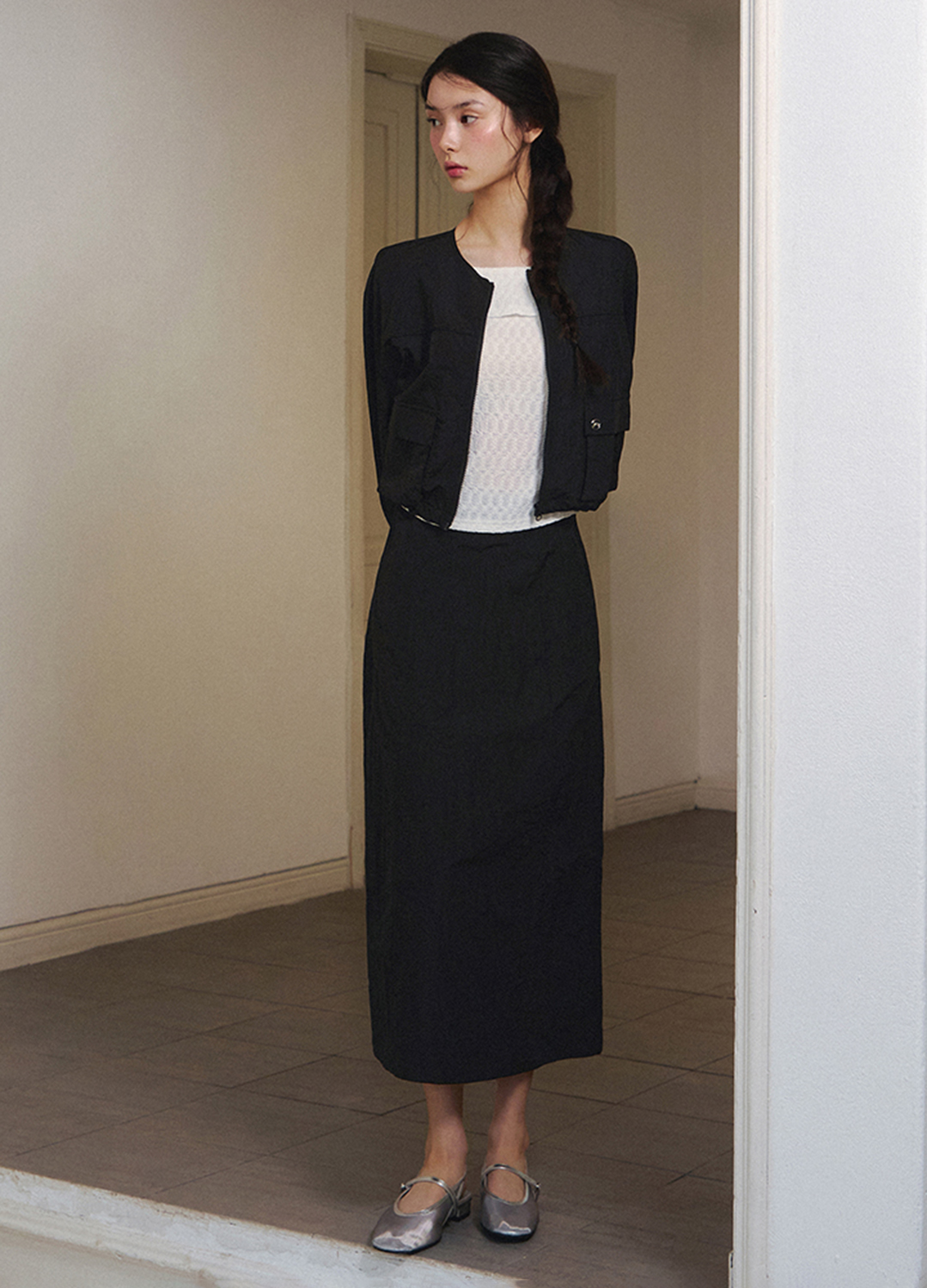 [Exclusive]H라인 나일론 스커트_BLACK_7
